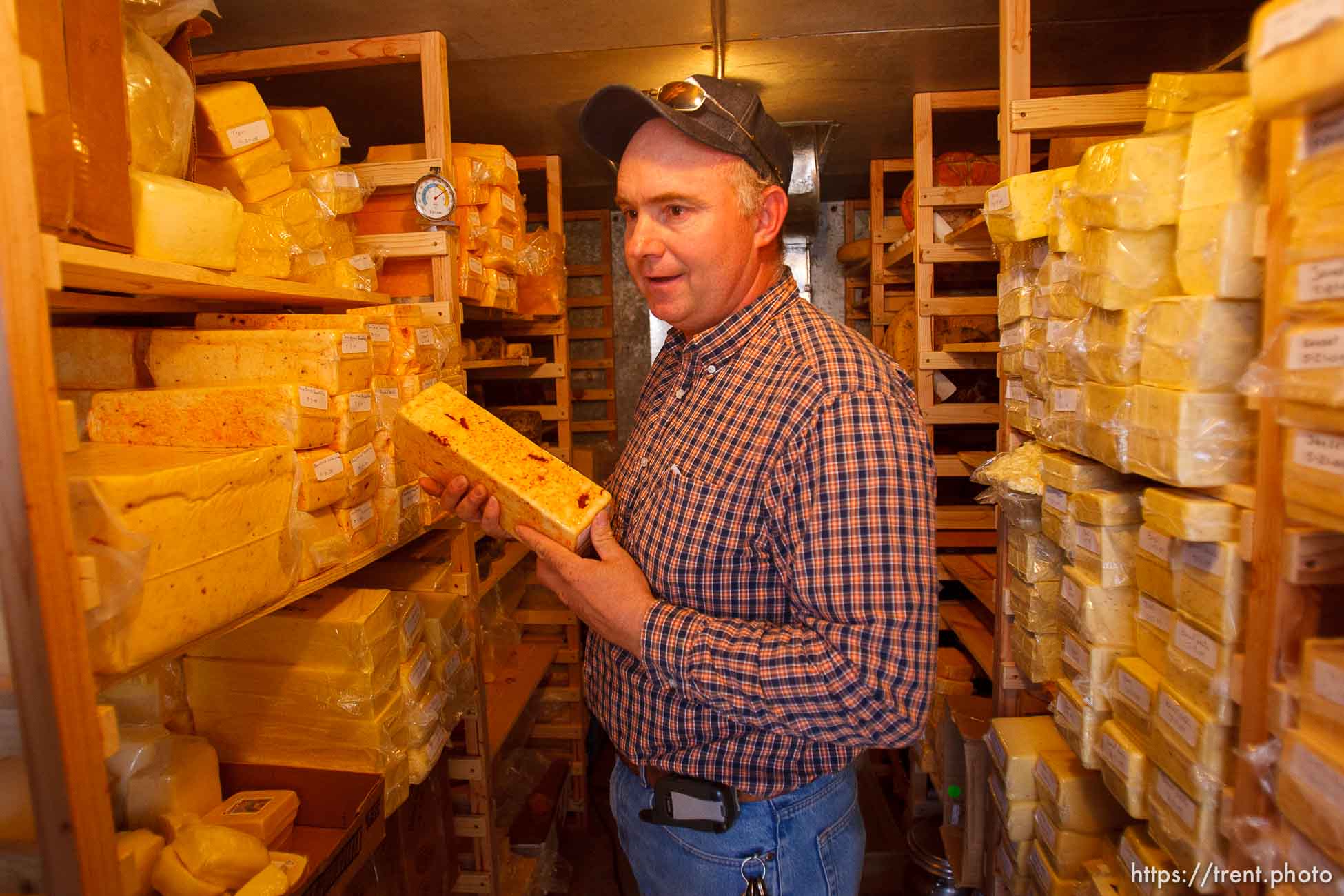 Hildale -, Tuesday August 11, 2009.
finney farms. winford barlow in cheese cold storage