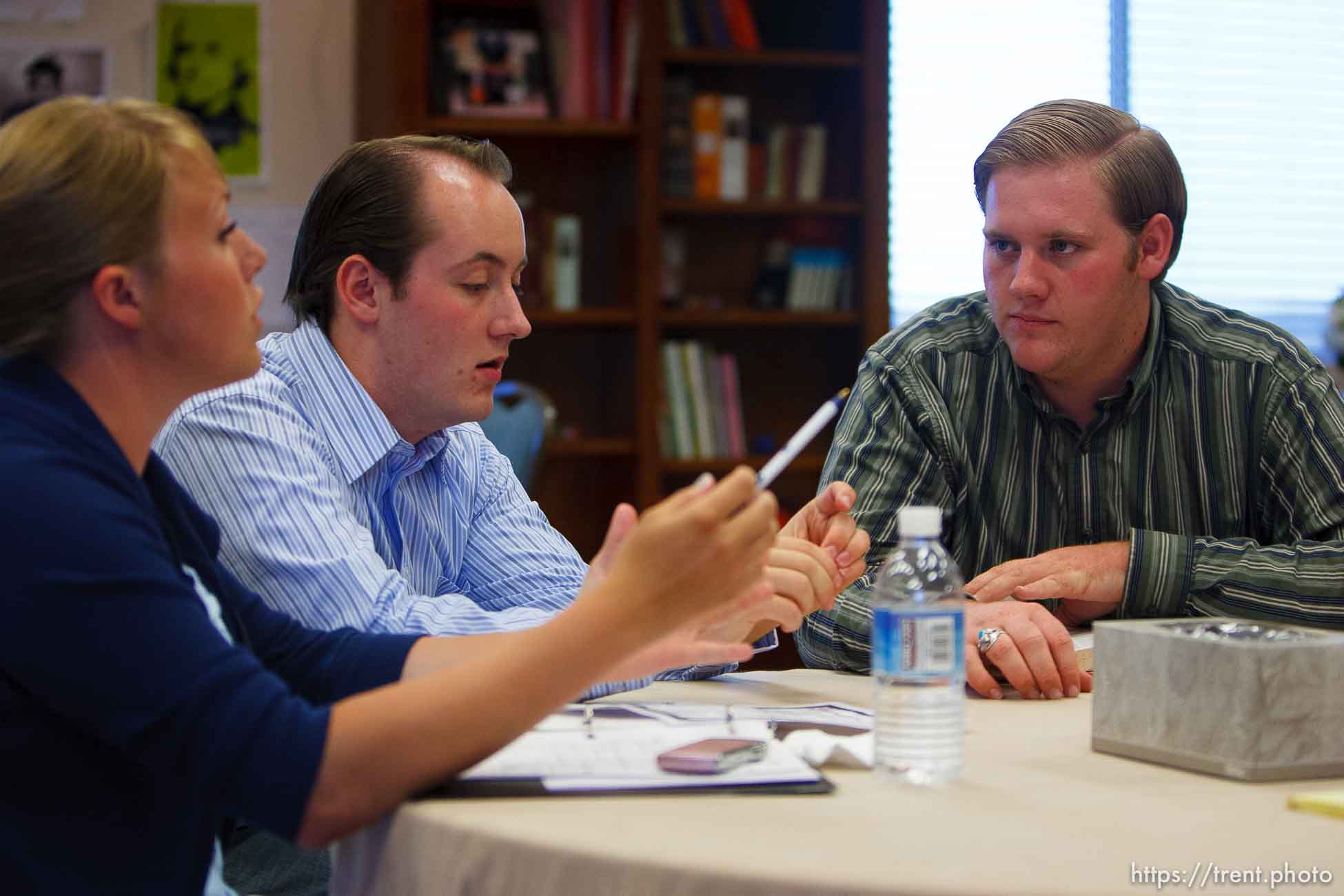 Centennial Park -at a meeting of Voice Box, Tuesday August 11, 2009. Ali Knudson, Joseph Dockstader, Levi Zitting