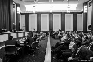 Assistant Utah Attorney General Laura Dupaix presents the state's case after attorneys for convicted polygamist leader Warren Jeffs argued their case before the Utah Supreme Court Tuesday, November 3 2009 in Salt Lake City, hoping to overturn Jeffs' 2007 conviction as an accomplice to rape.