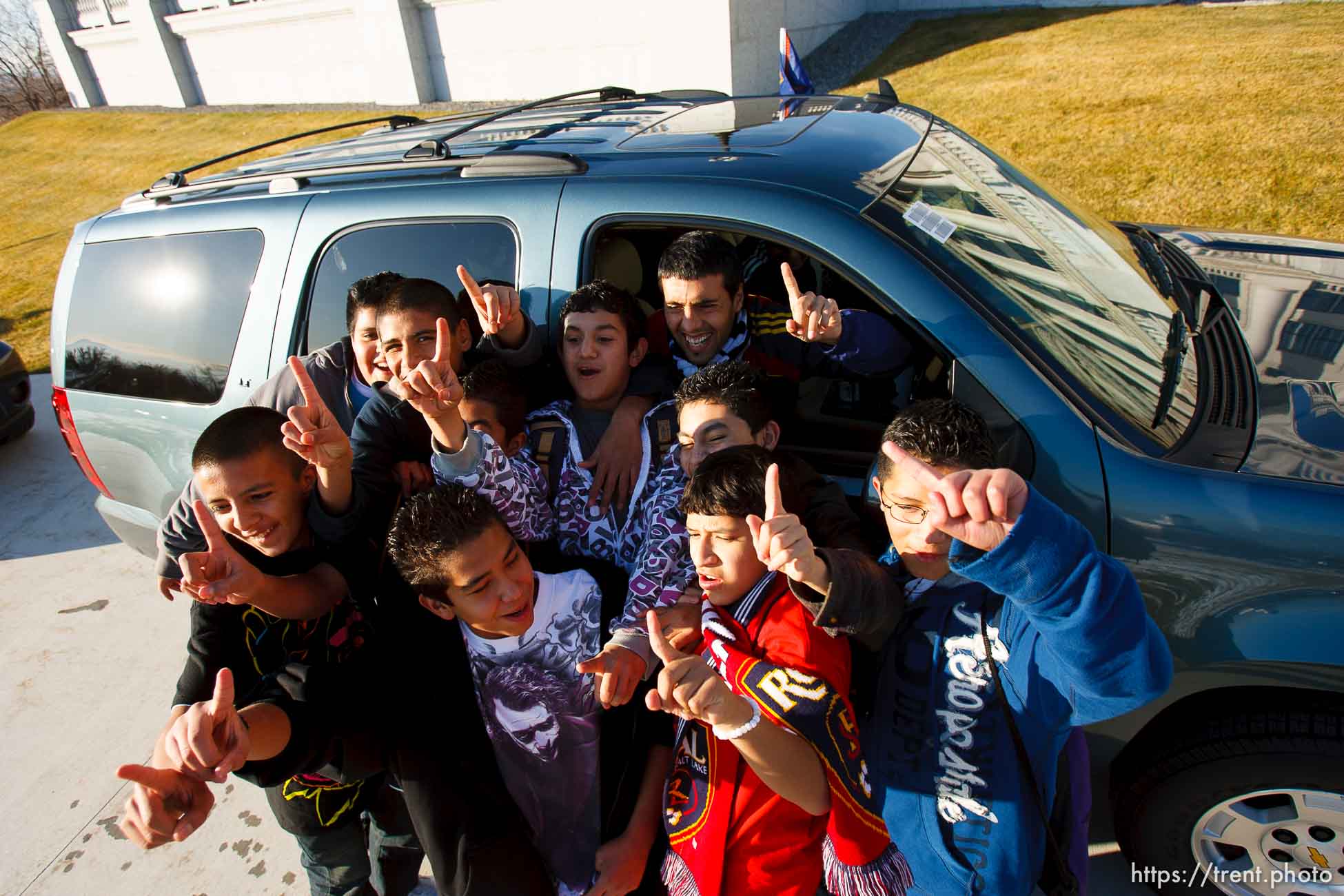 fans with javier morales. Celebration for Real Salt Lake's MLS Cup win Tuesday, November 24 2009.