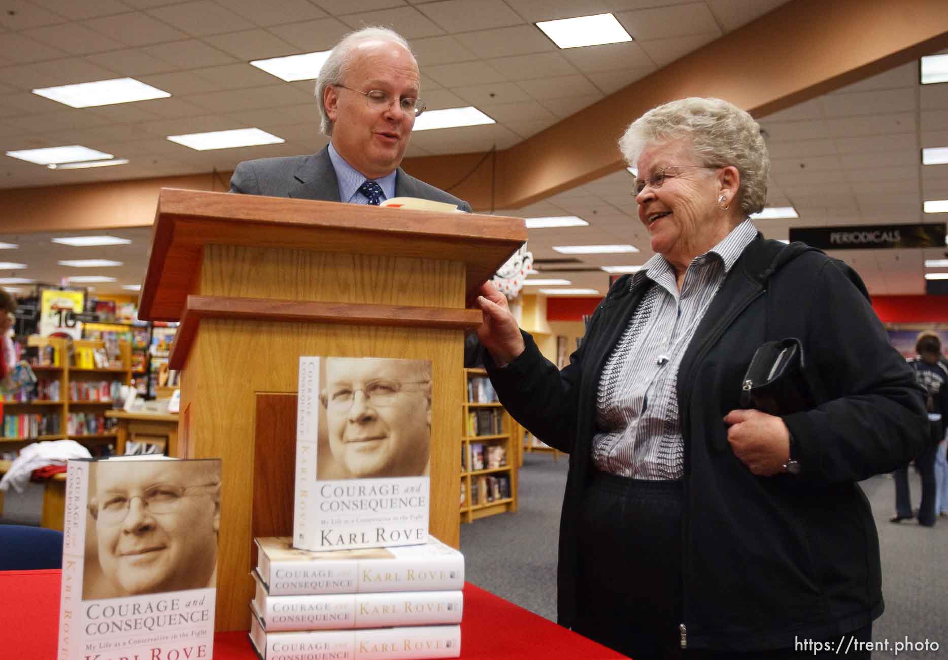 Trent Nelson  |  The Salt Lake Tribune
Provo - Karl Rove signs copies of his new book at Border's, Wednesday, April 28, 2010.