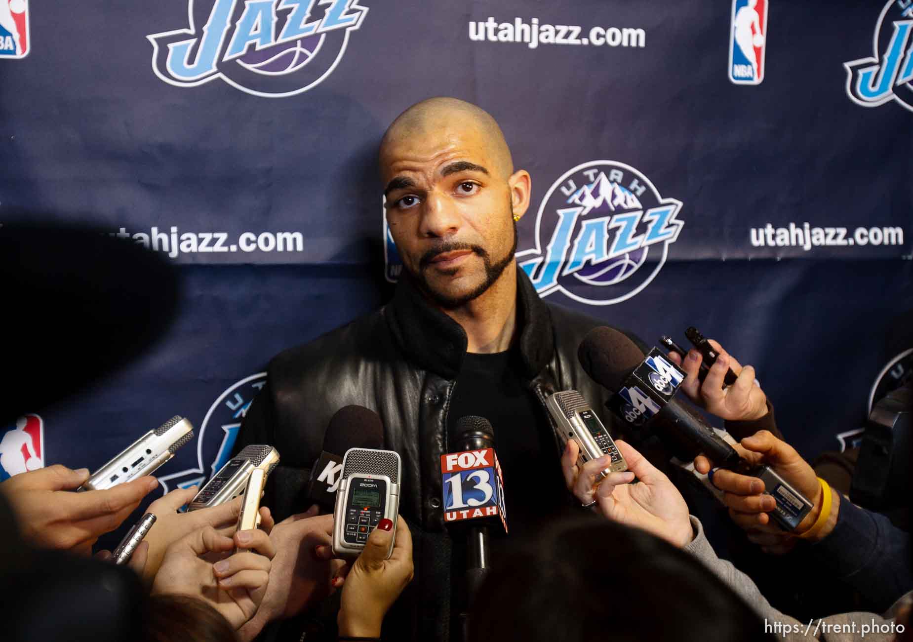 Trent Nelson  |  The Salt Lake Tribune
Salt Lake City - Utah Jazz's Carlos Boozer. Members of the Utah Jazz cleaned out their lockers and talked about the season Tuesday, May 11, 2010 at EnergySolutions Arena.