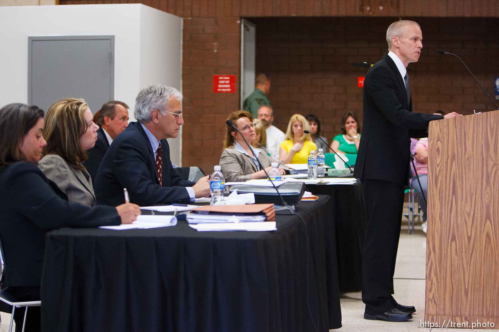 Trent Nelson  |  The Salt Lake Tribune
Draper - Utah Assistant Attorney General Tom Brunker makes his closing arguments on the second day of a commutation hearing for death-row inmate Ronnie Lee Gardner Friday, June 11, 2010, at the Utah State Prison.