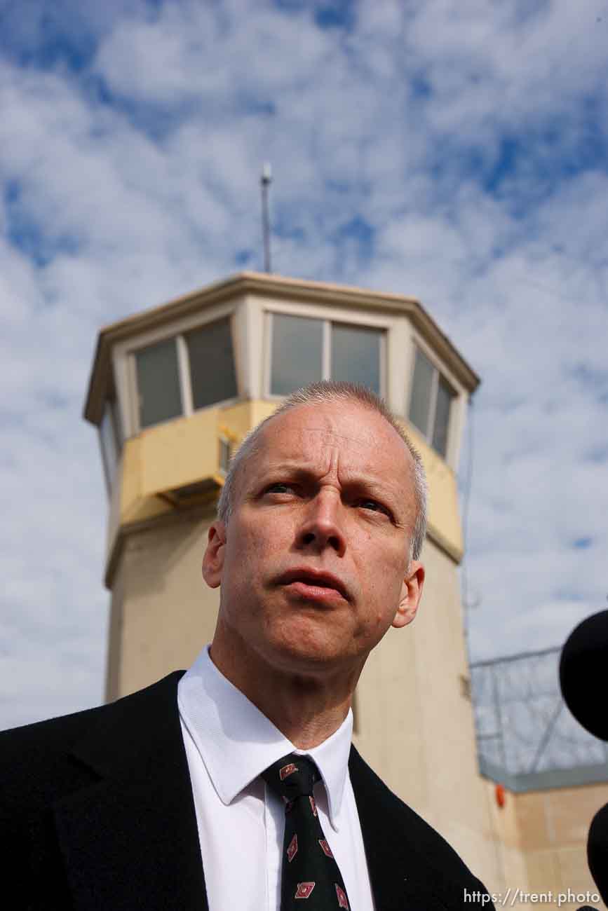 Trent Nelson  |  The Salt Lake Tribune
Draper - The Utah Board of Pardons and Parole announced their unanimous decision to deny Ronnie Lee Gardner's request for commutation Monday, June 14, 2010. He is scheduled to be executed by firing squad Friday.Assistant Attorney General Tom Brunker outside the prison following the decision.