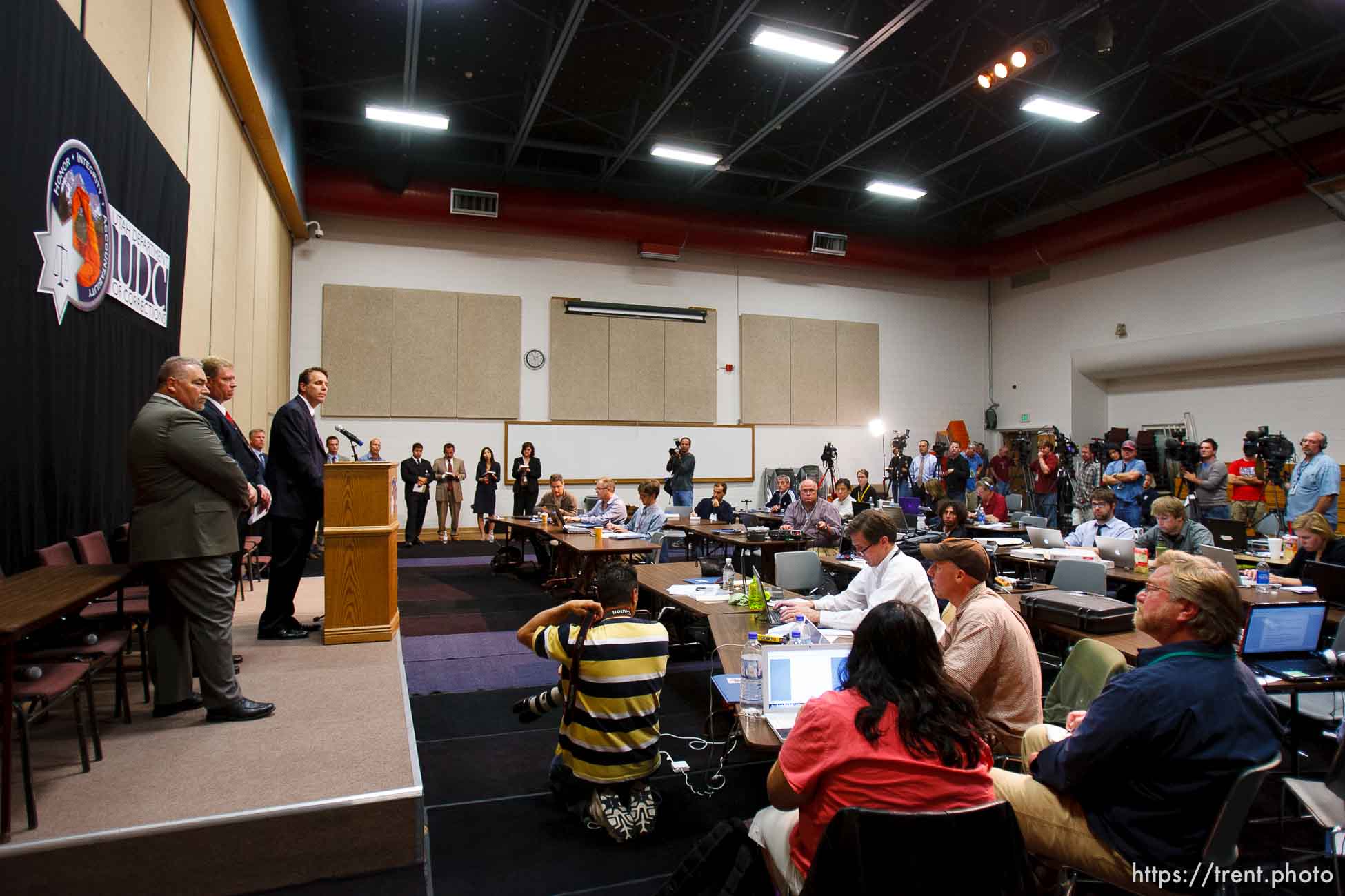 Trent Nelson  |  The Salt Lake Tribune
Draper - Utah Department of Corrections Executive Director Tom Patterson addresses the media following the execution of Ronnie Lee Gardner by firing squad Friday, June 18, 2010. scott winterton, christopher smart