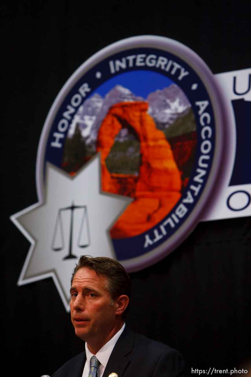 Trent Nelson  |  The Salt Lake Tribune
Draper - Utah Department of Corrections Executive Director Tom Patterson addresses the media following the execution of Ronnie Lee Gardner by firing squad Friday, June 18, 2010.