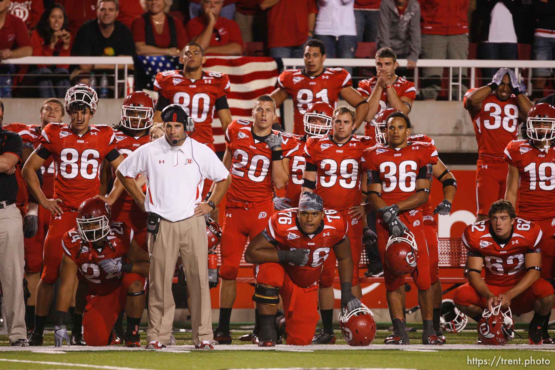 Trent Nelson  |  The Salt Lake Tribune
University of Utah defeats Pitt 27-24 in overtime, college football, Thursday, September 2, 2010 at Rice-Eccles Stadium in Salt Lake City. assistant coach morgan scalley