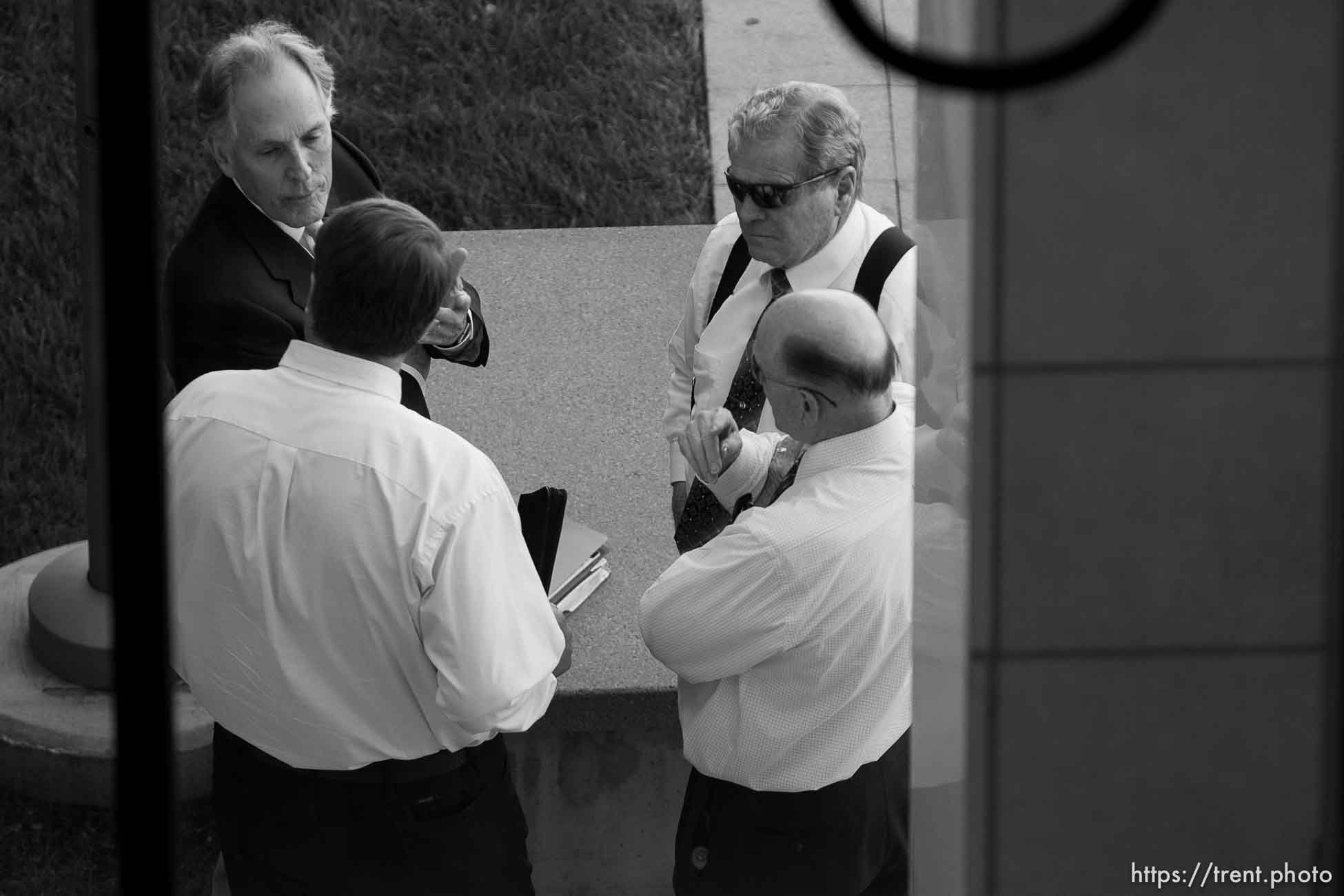 Trent Nelson  |  The Salt Lake Tribune
Warren Jeffs, leader of the FLDS Church, appeared before Judge Terry Christiansen in Third District Court  Tuesday, September 7, 2010 in West Jordan, Utah. richard wright, merril jessop, wendell nielsen, willie jessop