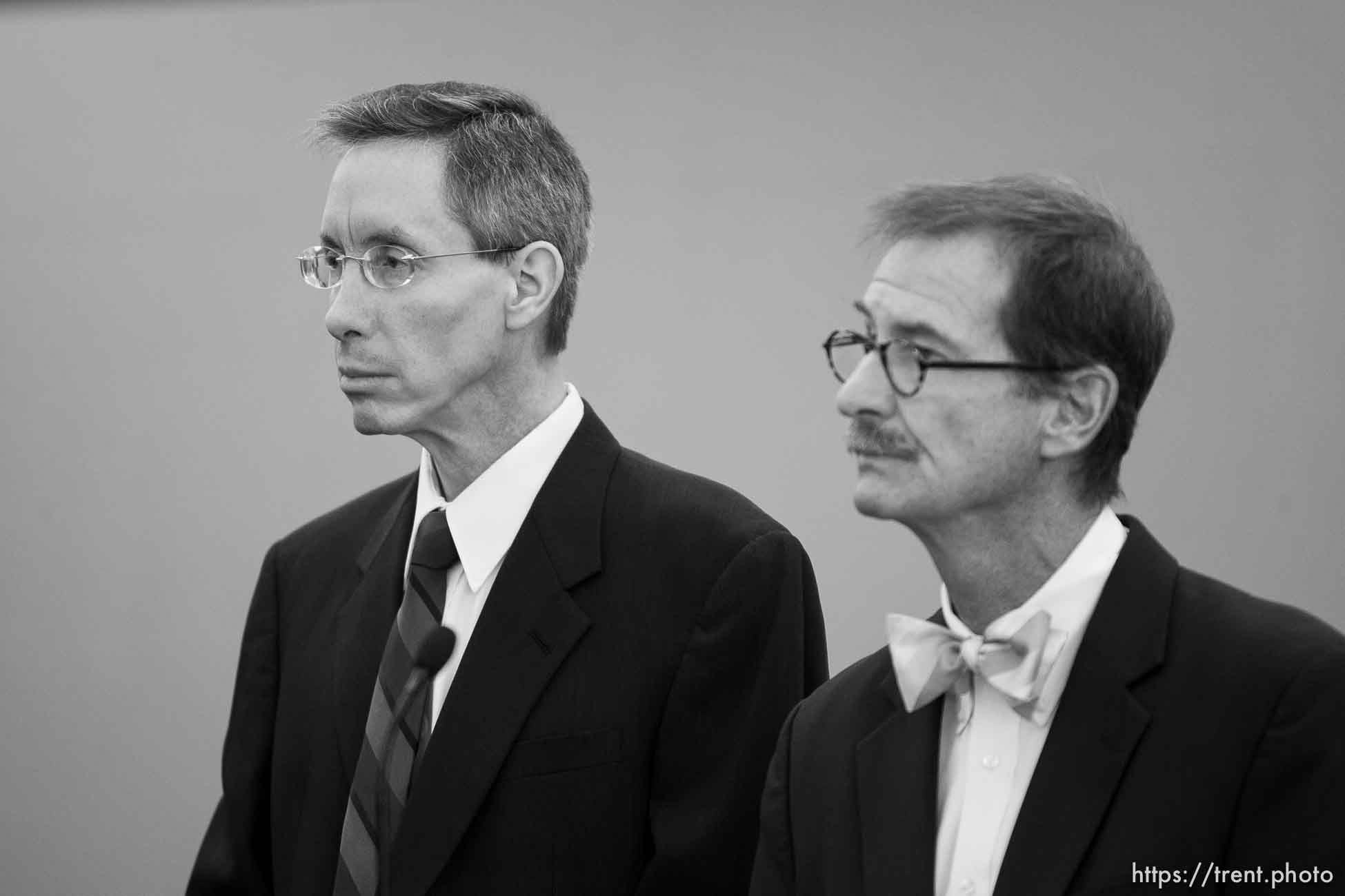 Trent Nelson  |  The Salt Lake Tribune
Warren Jeffs, leader of the FLDS Church, appeared before Judge Terry Christiansen in Third District Court  Tuesday, September 7, 2010 in West Jordan, Utah. At right is his attorney Walter Bugden.