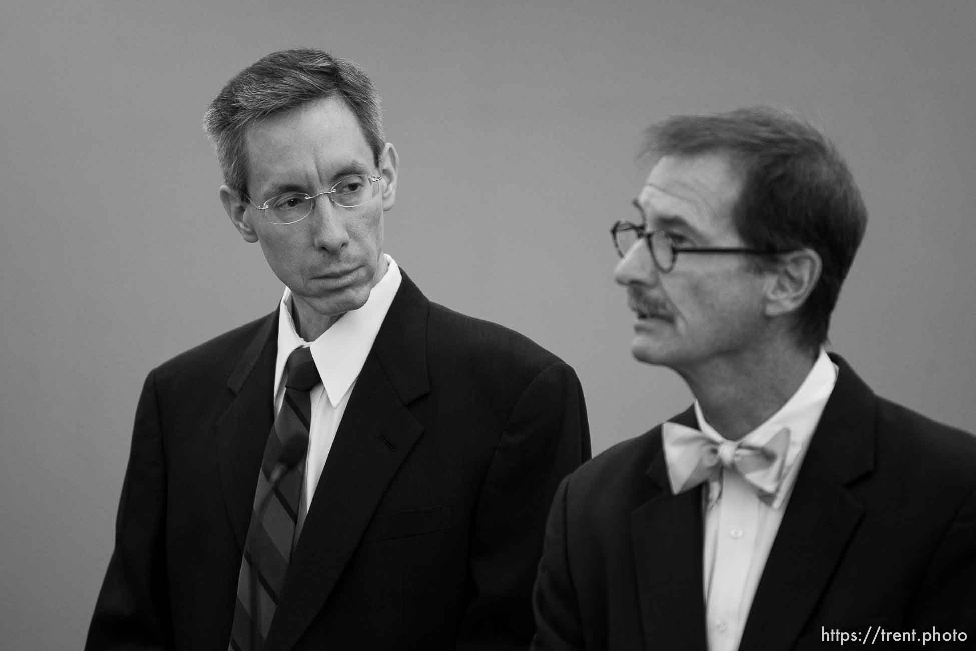 Trent Nelson  |  The Salt Lake Tribune
Warren Jeffs, leader of the FLDS Church, appeared before Judge Terry Christiansen in Third District Court  Tuesday, September 7, 2010 in West Jordan, Utah. At right is his attorney Walter Bugden.