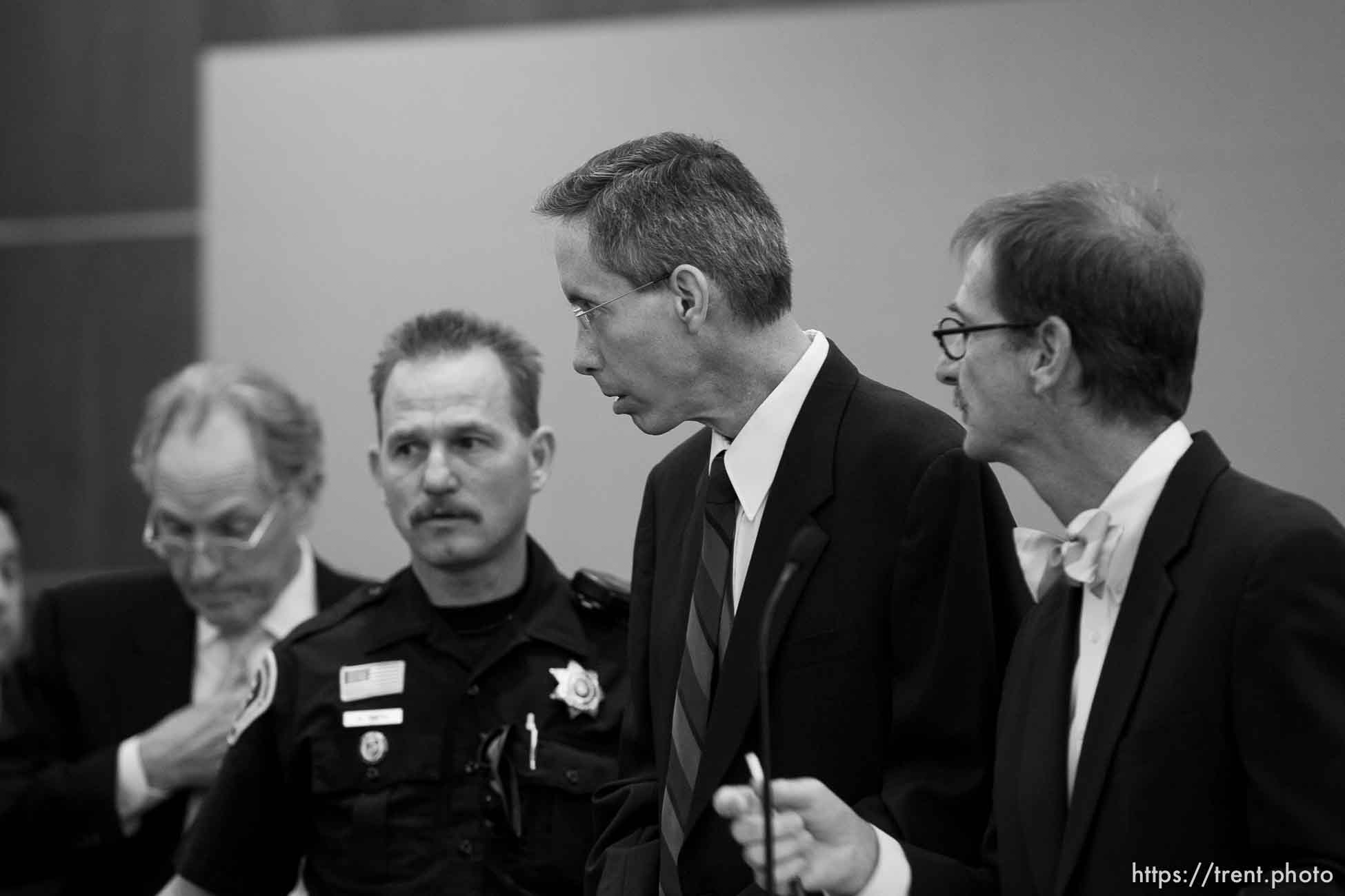 Trent Nelson  |  The Salt Lake Tribune
Warren Jeffs, leader of the FLDS Church, appeared before Judge Terry Christiansen in Third District Court  Tuesday, September 7, 2010 in West Jordan, Utah. At right is his attorney Walter Bugden.