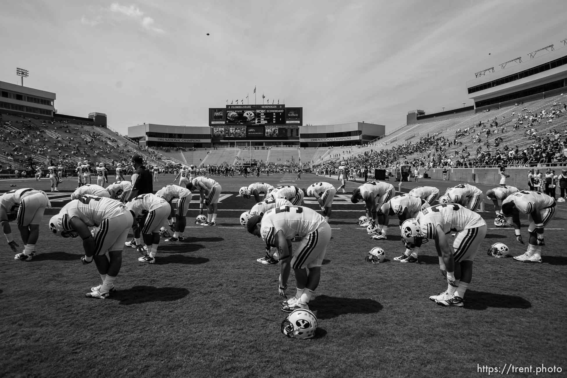 Trent Nelson  |  The Salt Lake Tribune
pre-game warmups, BYU vs. Florida State, college football Saturday, September 18, 2010 at Doak Campbell Stadium in Tallahassee, Florida.