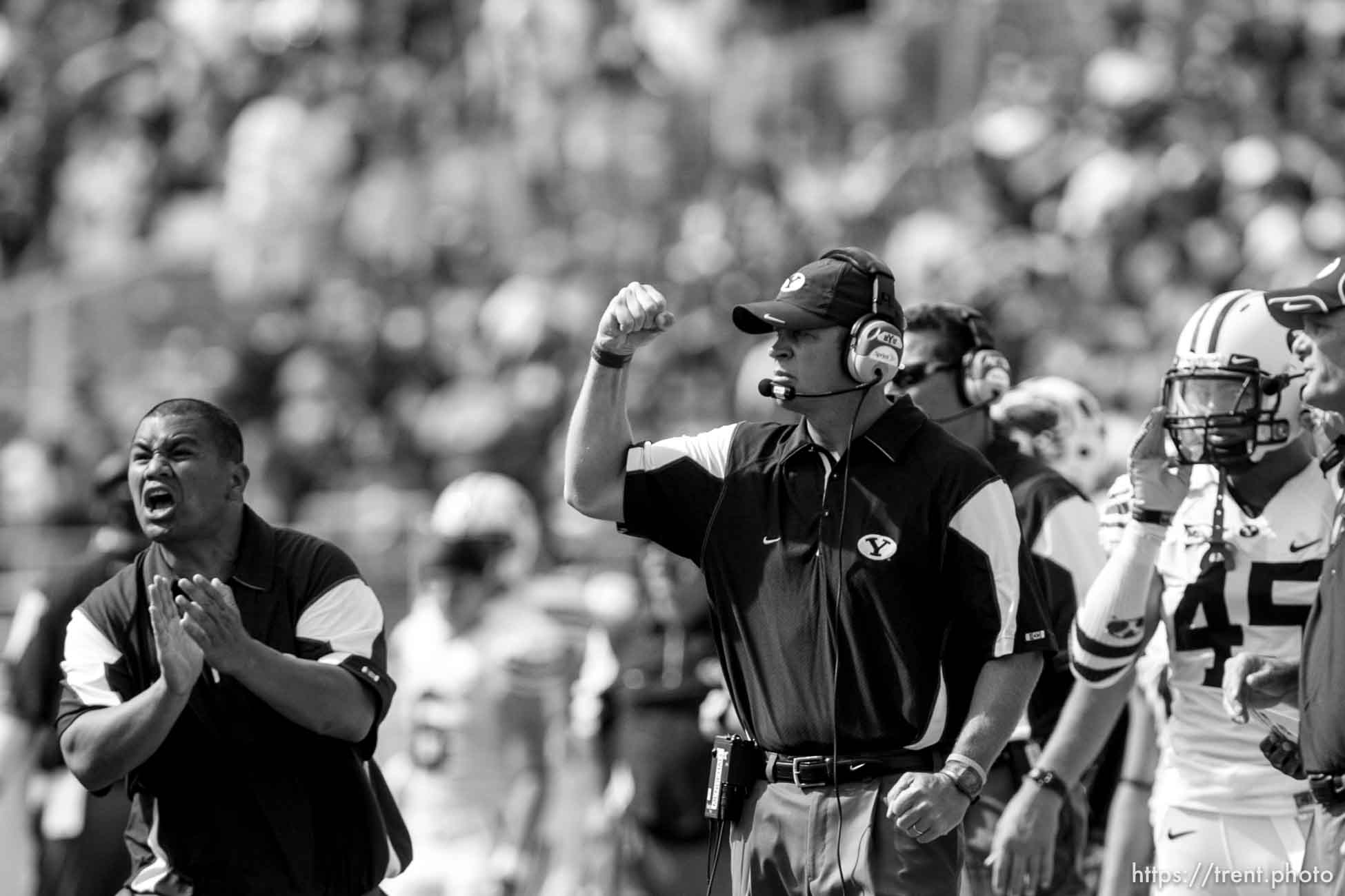 Trent Nelson  |  The Salt Lake Tribune
BYU coach Bronco Mendenhall  in the first quarter, BYU vs. Florida State, college football Saturday, September 18, 2010 at Doak Campbell Stadium in Tallahassee, Florida.