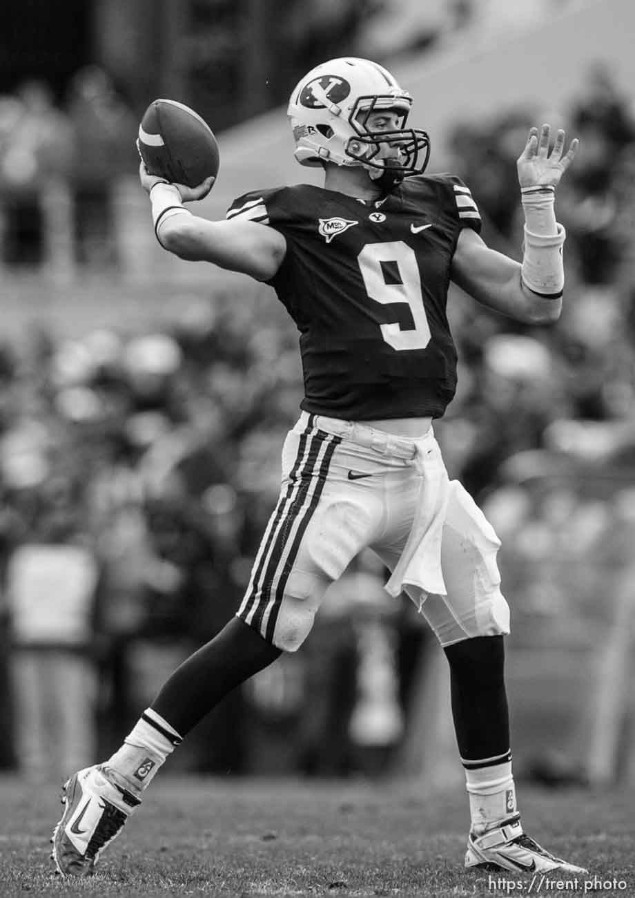 Trent Nelson  |  The Salt Lake Tribune
BYU quarterback Jake Heaps (9)  during the second half, BYU vs. Wyoming, college football Saturday, October 23, 2010 at LaVell Edwards Stadium in Provo. BYU won 25-20.