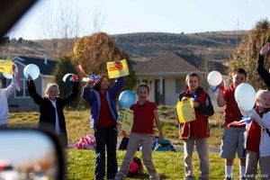 Trent Nelson  |  The Salt Lake Tribune
SFC Mike Jones, Utah National Guard, was welcomed home to Eagle Mountain by family, friends and neighbors who lined the streets of Eagle Mountain Friday, November 12, 2010. On his fourth deployment, Jones was injured in Afghanistan in September.