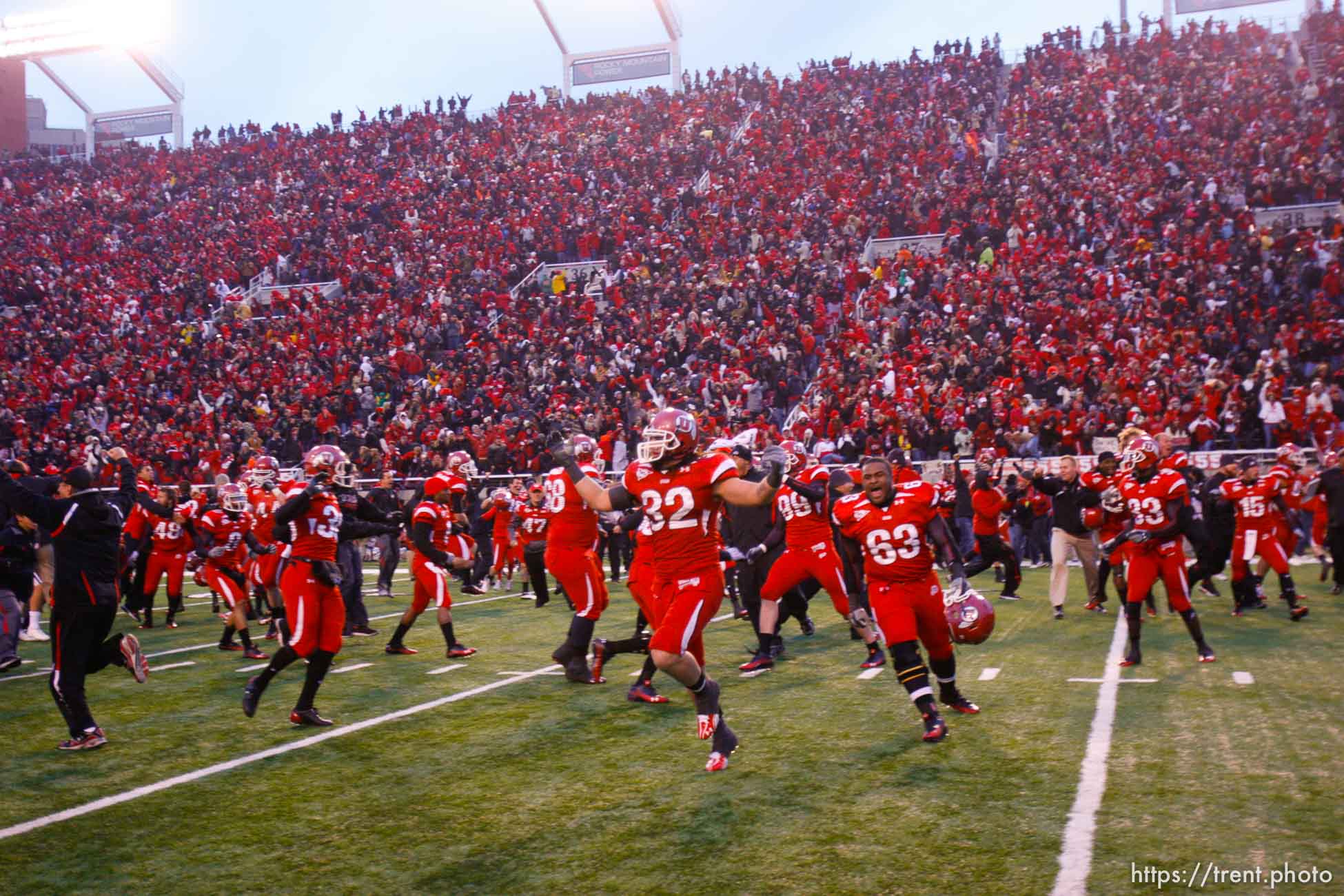 Trent Nelson  |  The Salt Lake Tribune

Fans flood the field after the Utes beat BYU on a blocked field goal attempt at Rice-Eccles Stadium Saturday, November 27, 2010. The final score was Utah 17-BYU 16.