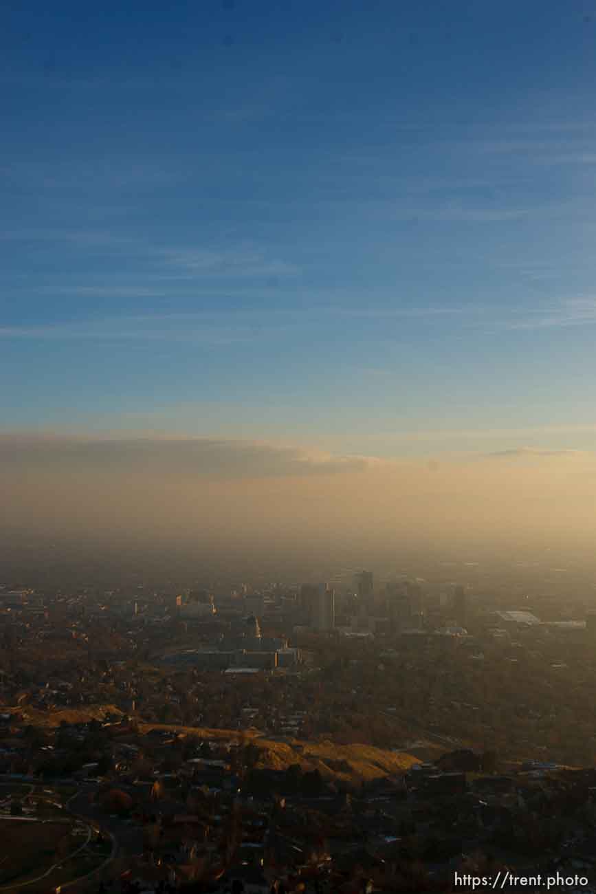 Trent Nelson  |  The Salt Lake Tribune
From Ensign Peak, the view of an inversion over Salt Lake City. Tuesday, December 7, 2010.