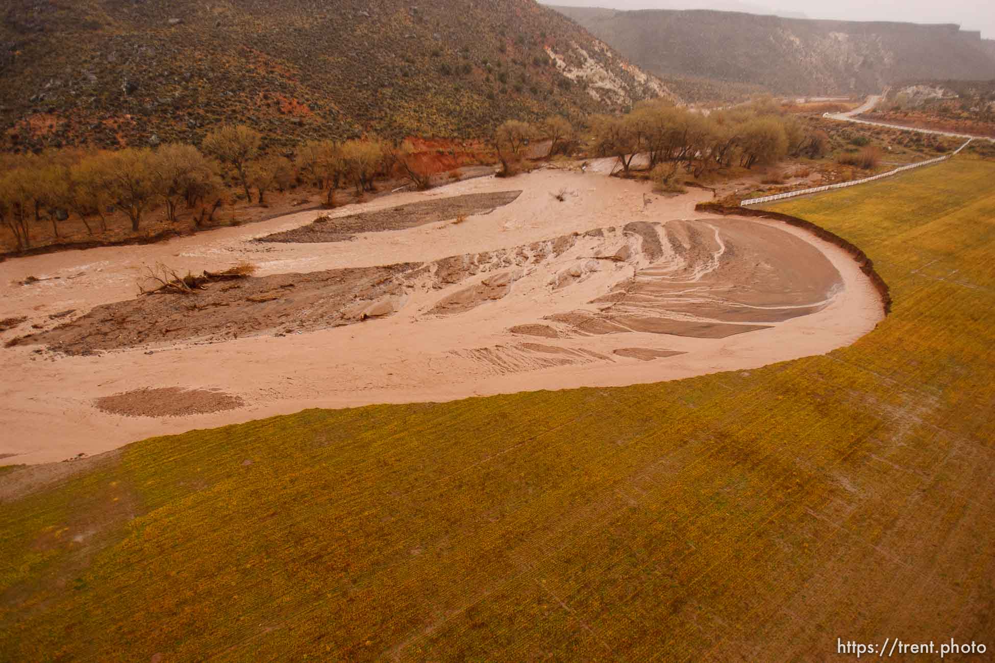 Trent Nelson  |  The Salt Lake Tribune
A large field near Gunlock, eroded by the flooding waters of the Santa Clara River  Wednesday, December 22, 2010.