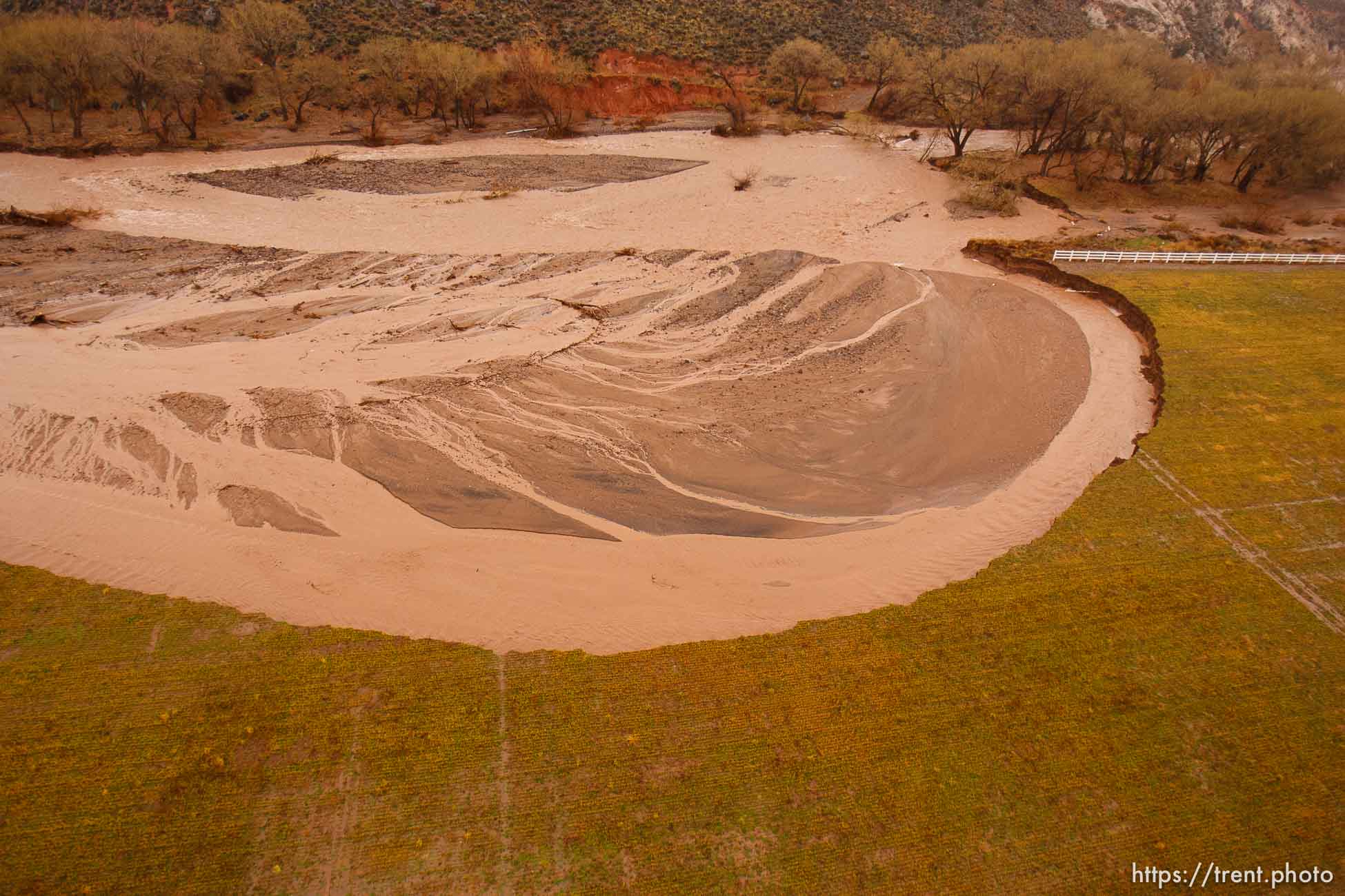 Trent Nelson  |  The Salt Lake Tribune
A large field near Gunlock, eroded by the flooding waters of the Santa Clara River  Wednesday, December 22, 2010.