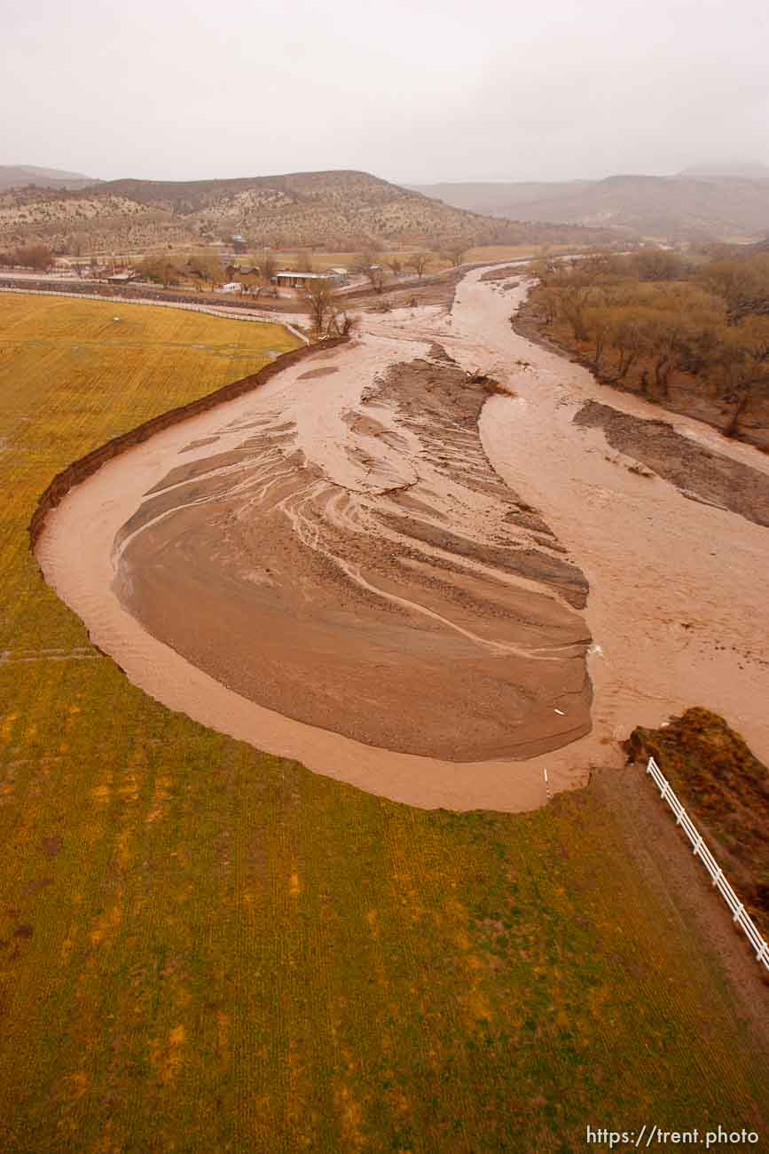 Trent Nelson  |  The Salt Lake Tribune
A large field near Gunlock, eroded by the flooding waters of the Santa Clara River  Wednesday, December 22, 2010.