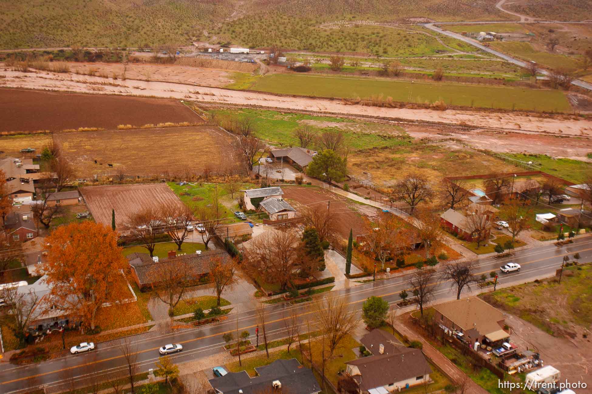 Trent Nelson  |  The Salt Lake Tribune
Aerial views of flooding in St. George, Wednesday, December 22, 2010. Santa Clara River through Santa Clara.