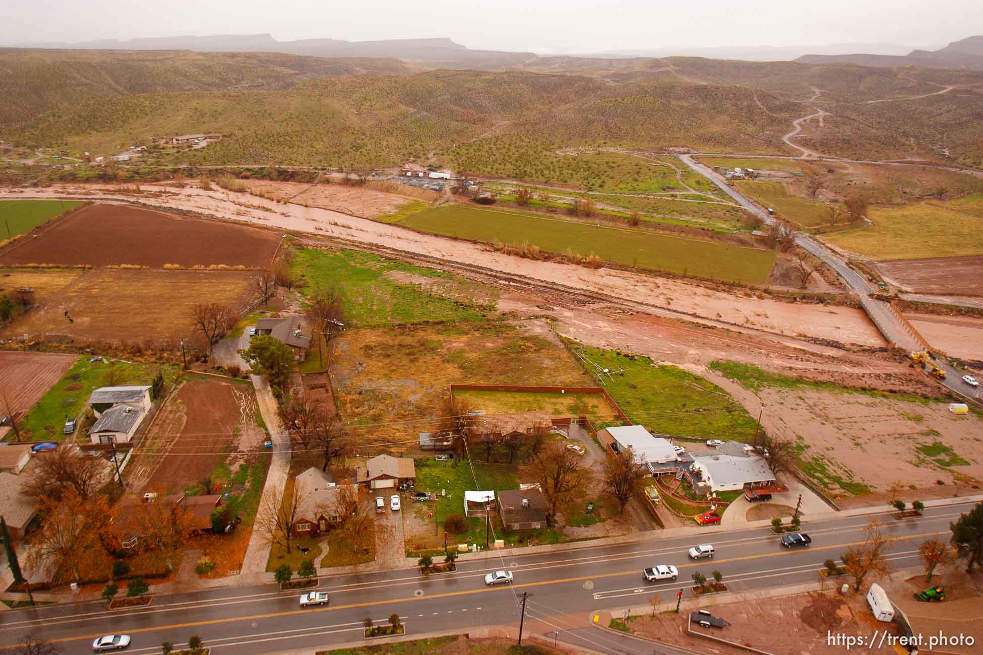 Trent Nelson  |  The Salt Lake Tribune
Aerial views of flooding in St. George, Wednesday, December 22, 2010. Santa Clara River through Santa Clara.