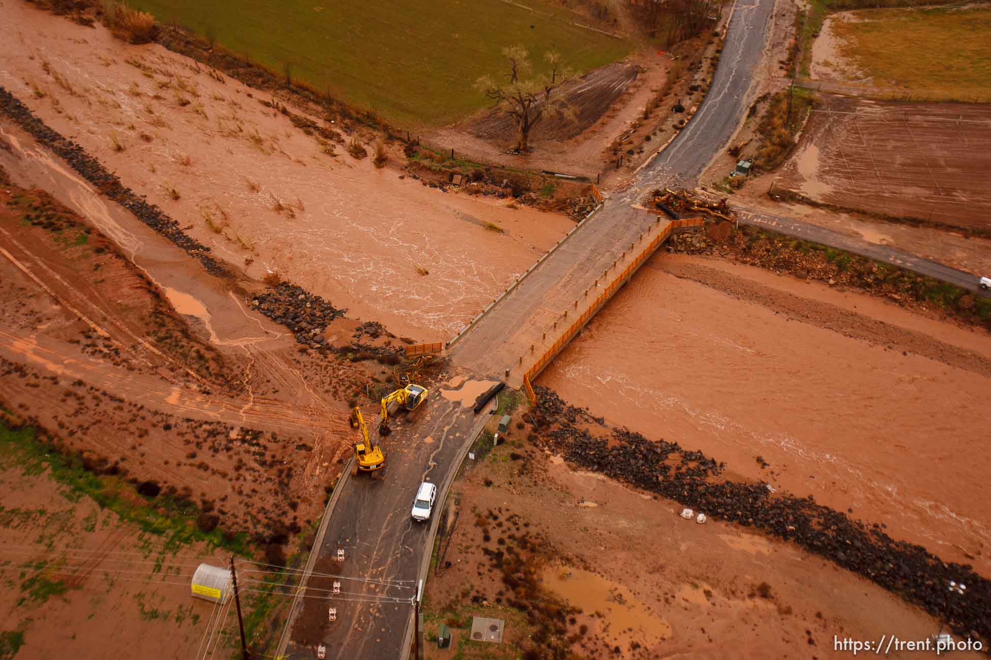 Trent Nelson  |  The Salt Lake Tribune
Aerial views of flooding in St. George, Wednesday, December 22, 2010. Santa Clara River through Santa Clara.