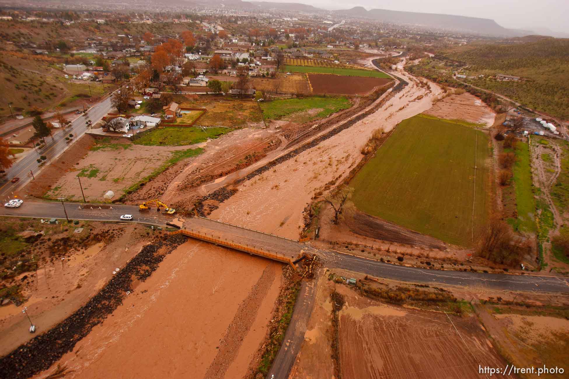 Trent Nelson  |  The Salt Lake Tribune
Aerial views of flooding in St. George, Wednesday, December 22, 2010. Santa Clara River through Santa Clara.