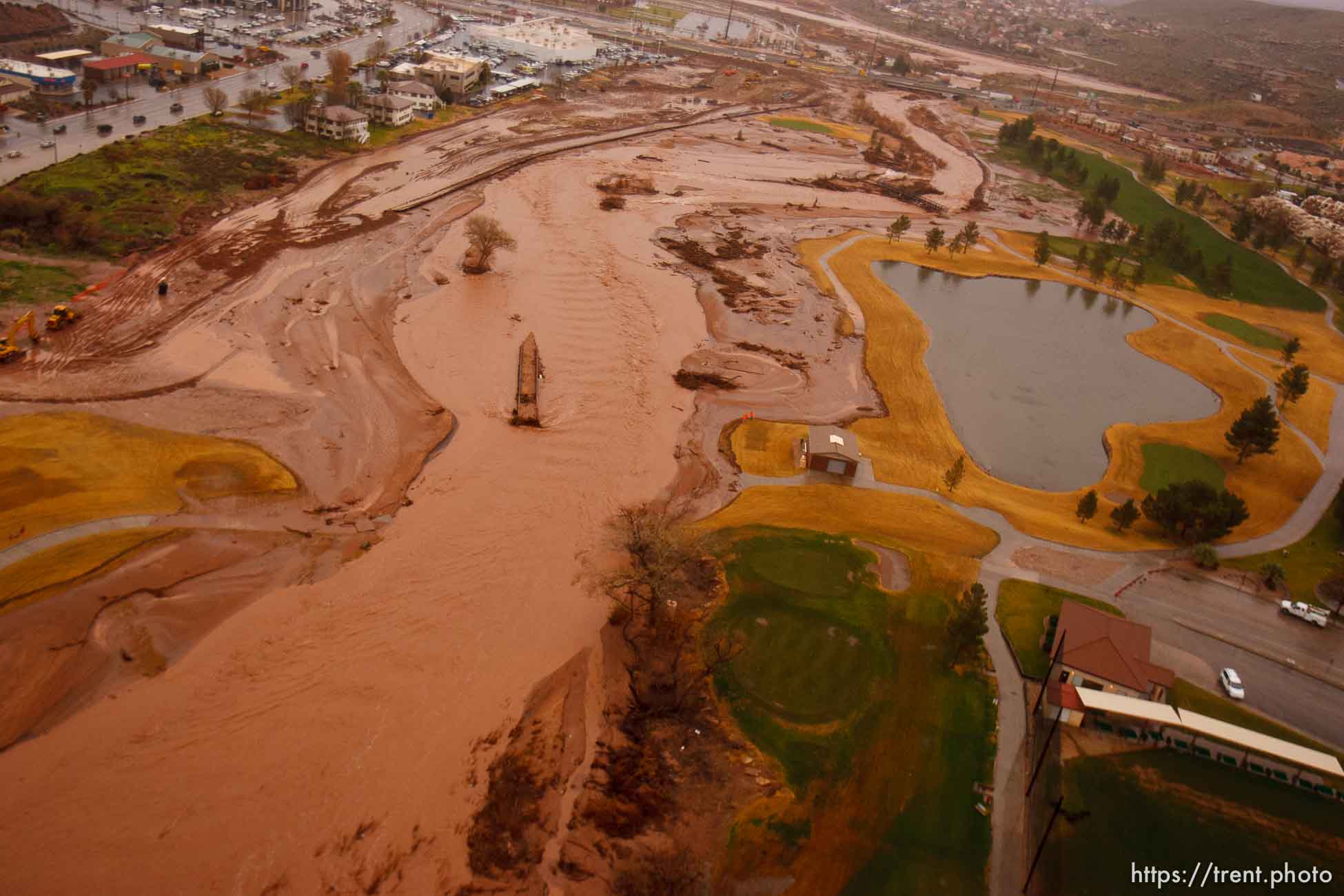 Trent Nelson  |  The Salt Lake Tribune
Aerial views of flooding in St. George, Wednesday, December 22, 2010. Southgate golf course.