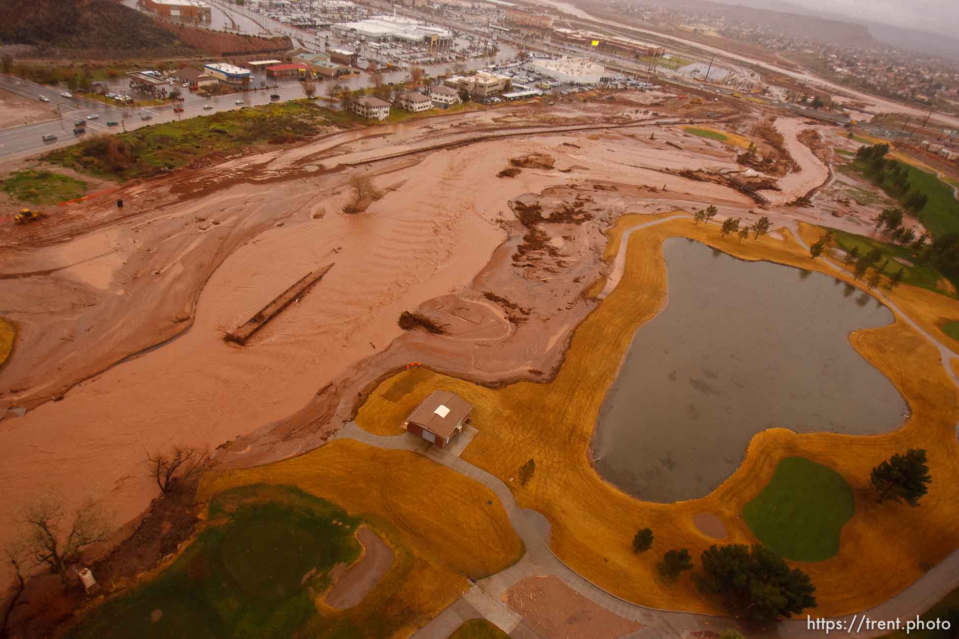 Trent Nelson  |  The Salt Lake Tribune
Aerial views of flooding in St. George, Wednesday, December 22, 2010. Southgate golf course.