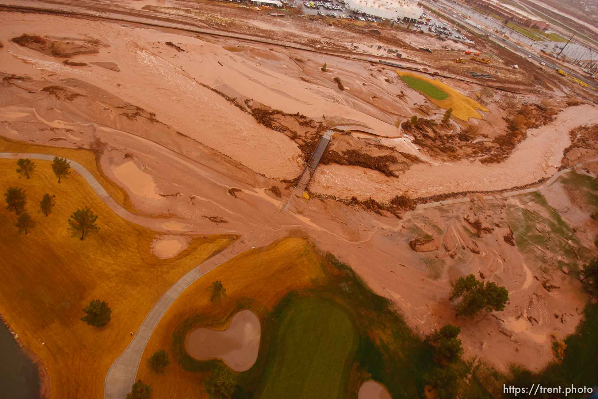 Trent Nelson  |  The Salt Lake Tribune
Aerial views of flooding in St. George, Wednesday, December 22, 2010. Southgate golf course.