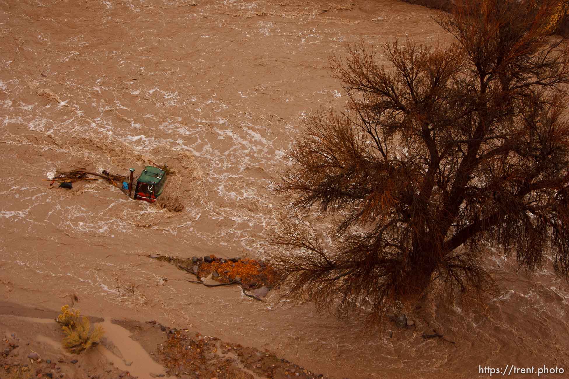 Trent Nelson  |  The Salt Lake Tribune
A truck in the middle of Beaver Dam Wash in Motoqua, Utah, Wednesday, December 22, 2010.