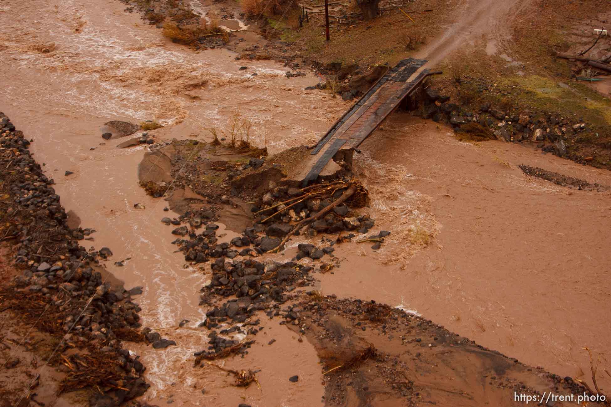 Trent Nelson  |  The Salt Lake Tribune
Washed out bridge, Aerial views of flooding near Motoqua, Wednesday, December 22, 2010.