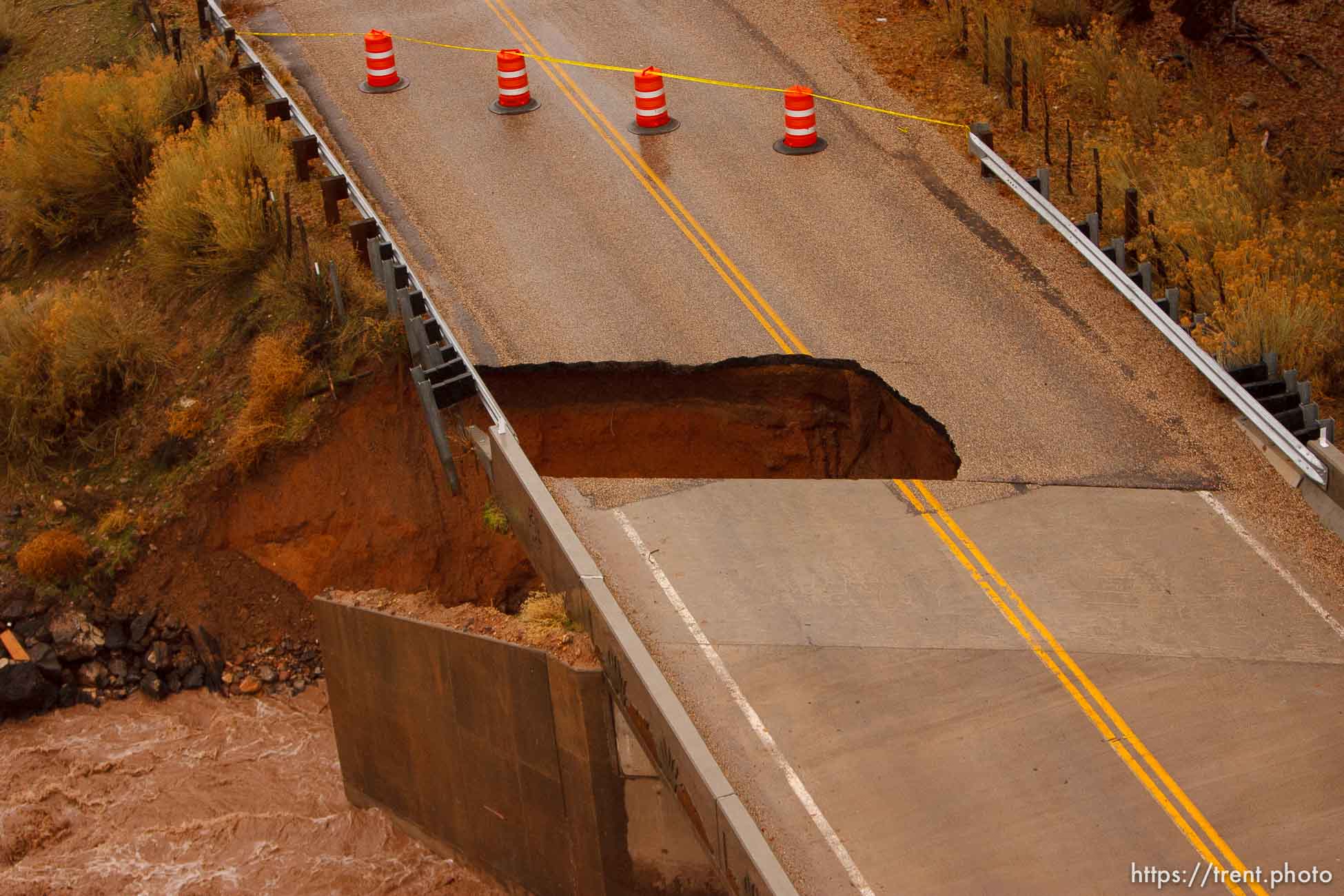 Trent Nelson  |  The Salt Lake Tribune
The bridge on the north end of Gunlock, damaged by flood conditions Wednesday, December 22, 2010.