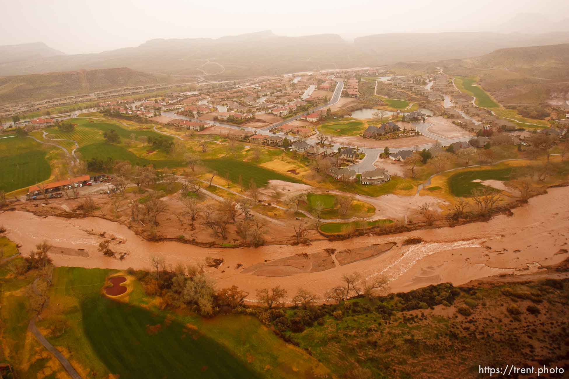 Trent Nelson  |  The Salt Lake Tribune
Aerial views of flooding in St. George, Wednesday, December 22, 2010. Santa Clara River in Santa Clara