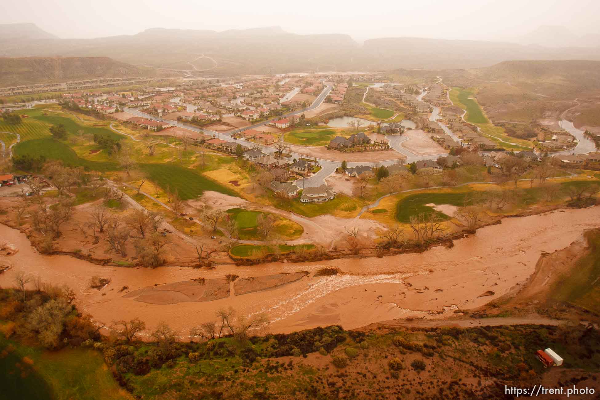 Trent Nelson  |  The Salt Lake Tribune
Aerial views of flooding in St. George, Wednesday, December 22, 2010. Santa Clara River in Santa Clara