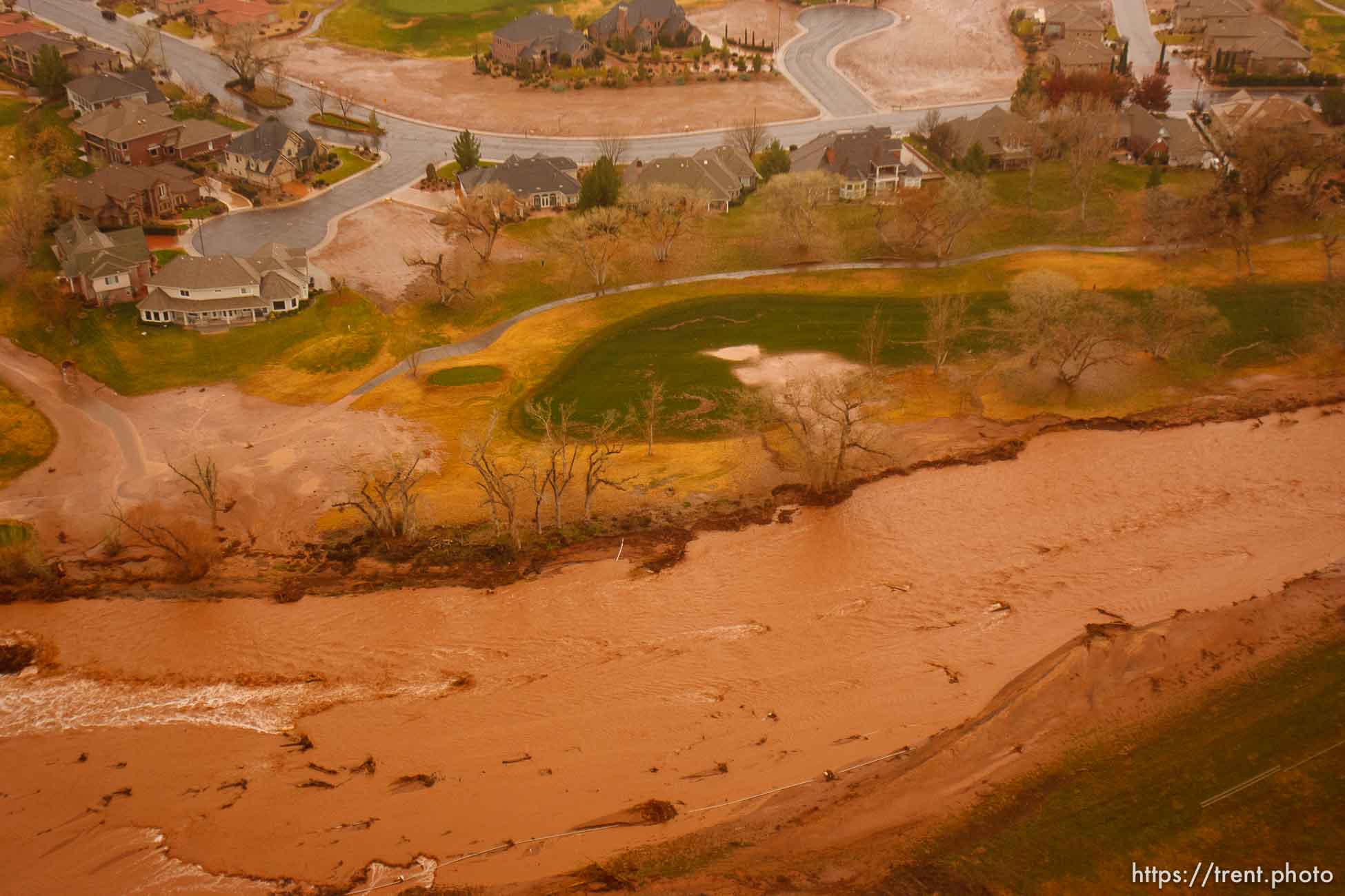 Trent Nelson  |  The Salt Lake Tribune
Aerial views of flooding in St. George, Wednesday, December 22, 2010. Santa Clara River in Santa Clara