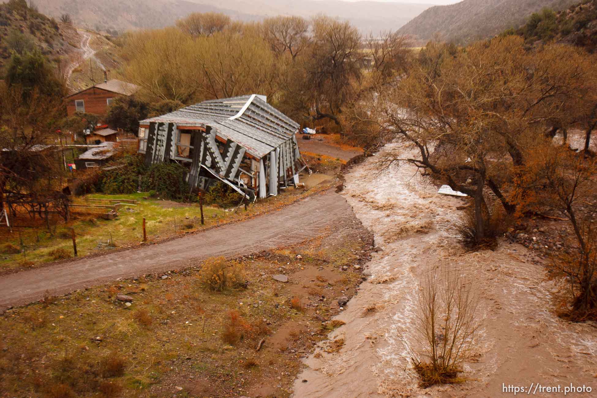 Trent Nelson  |  The Salt Lake Tribune
A road washed out by Beaver Dam Wash in Motoqua, Utah, Wednesday, December 22, 2010.