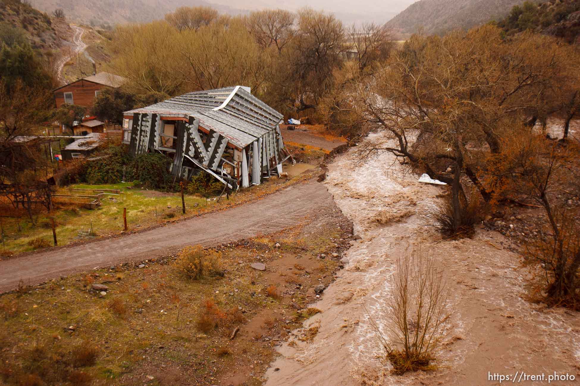 Trent Nelson  |  The Salt Lake Tribune
A road washed out by Beaver Dam Wash in Motoqua, Utah, Wednesday, December 22, 2010.