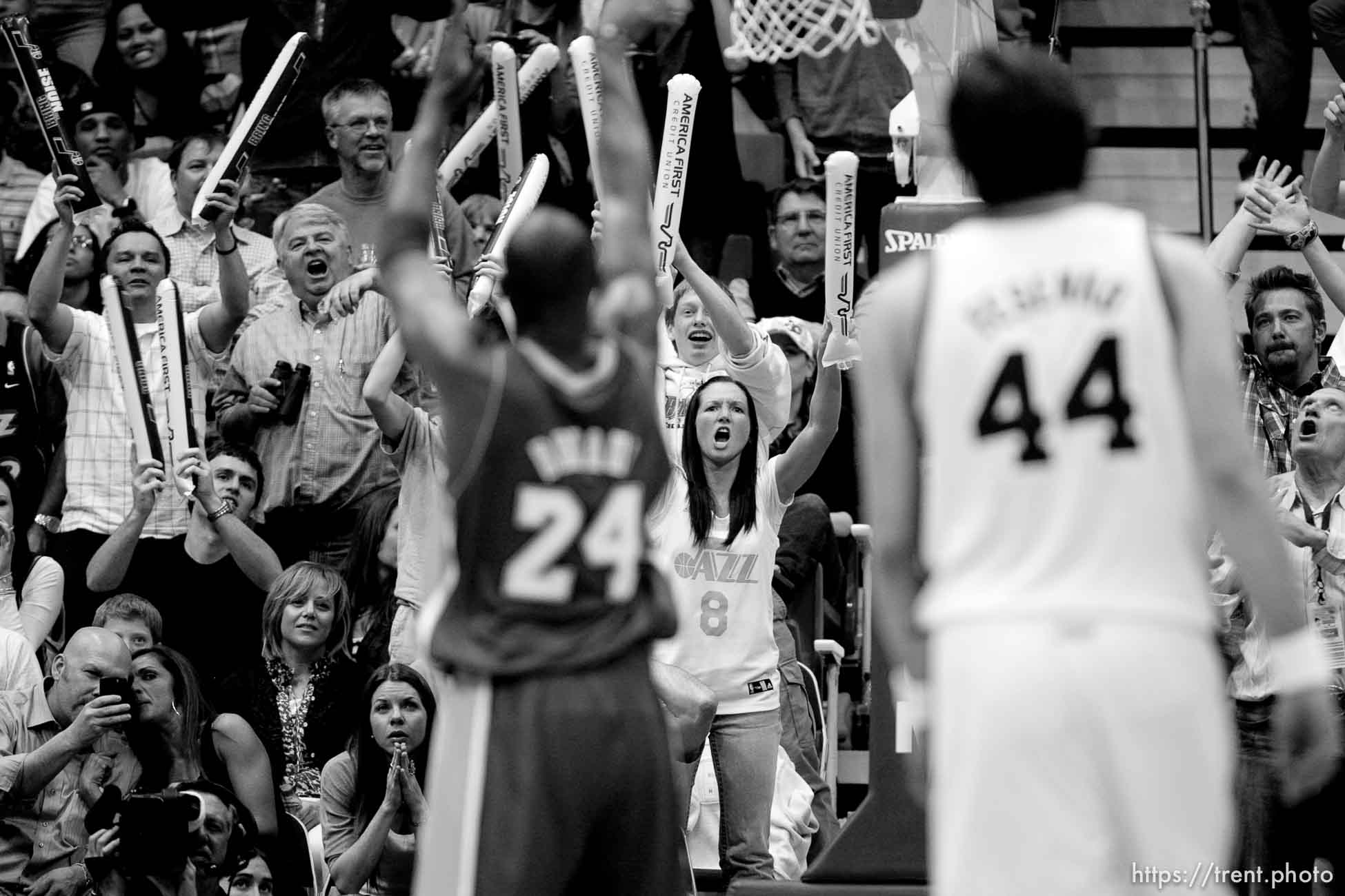 Trent Nelson  |  The Salt Lake Tribune
Jazz fans taunt Los Angeles Lakers guard Kobe Bryant as the Utah Jazz host the Los Angeles Lakers, NBA basketball in Salt Lake City, Utah, Friday, April 1, 2011.