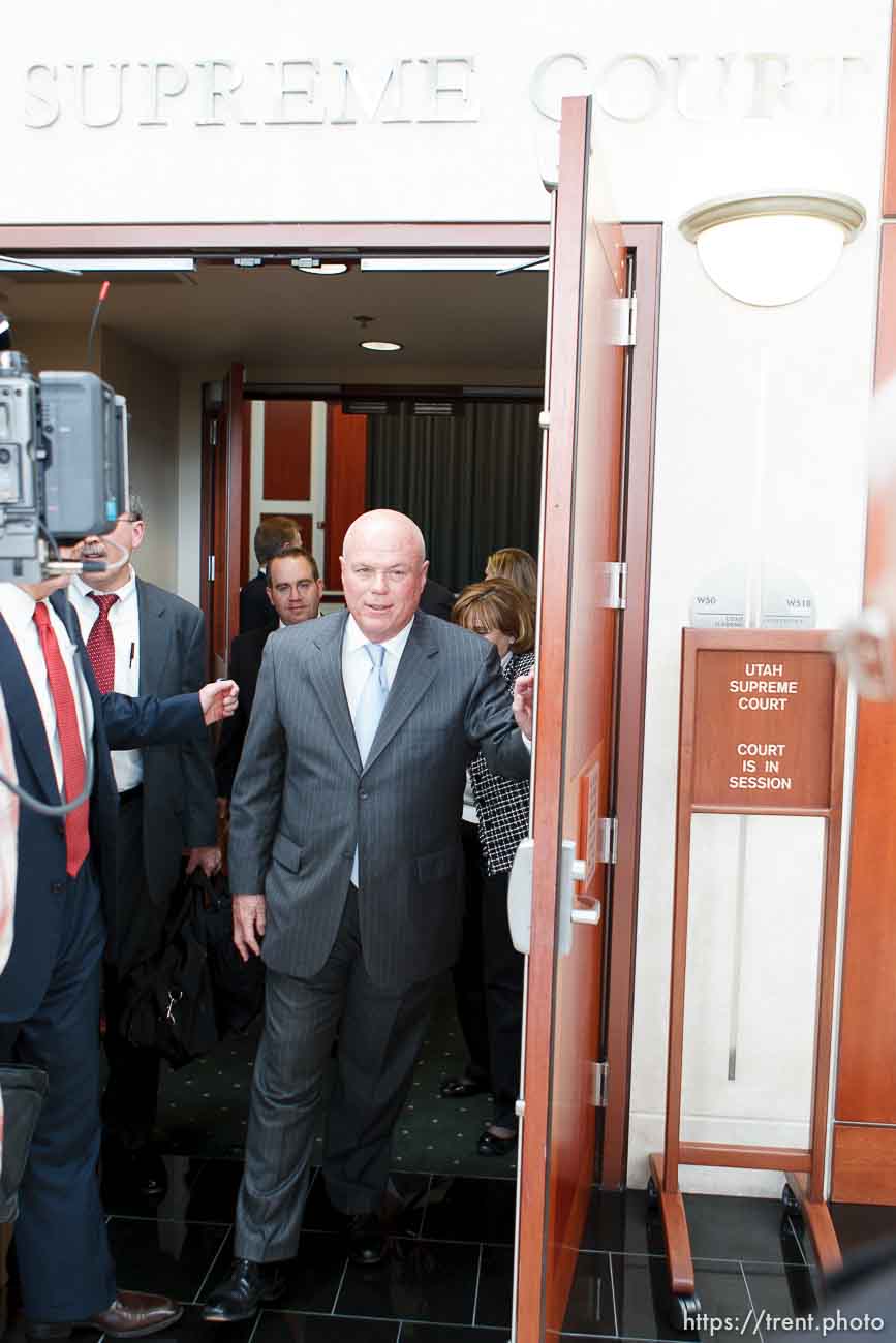 Trent Nelson  |  The Salt Lake Tribune
Bruce Wisan walks out of the Utah Supreme Court, after arguments were heard in Salt Lake City, Utah, Tuesday, April 12, 2011, on cases involving the FLDS Church's United Effort Plan (UEP) land trust.