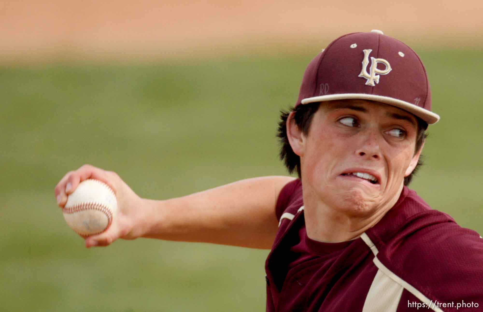 Trent Nelson  |  The Salt Lake Tribune
Lone Peak pitcher Riley Ottesen throws as Lone Peak hosts American Fork High School baseball in Highland, Utah, Friday, May 6, 2011.