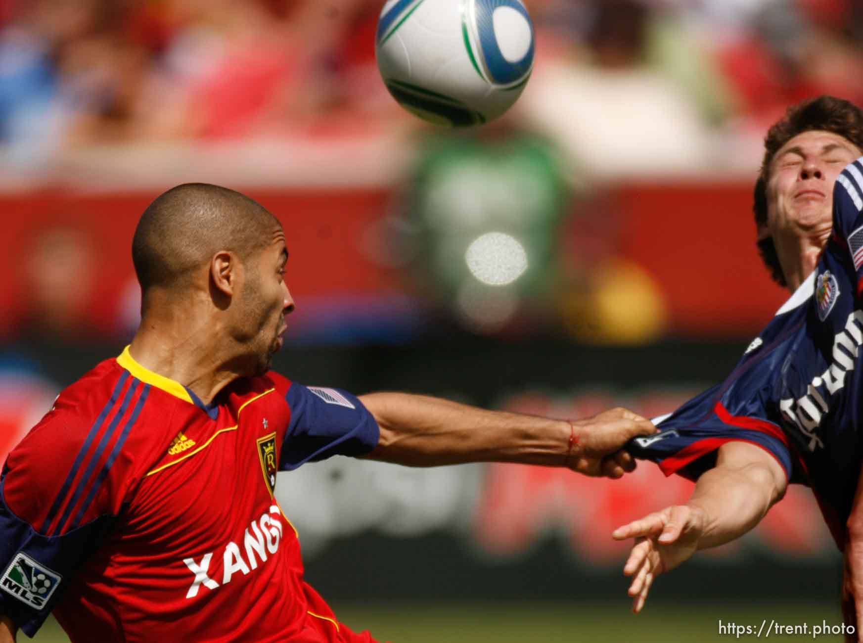 Trent Nelson  |  The Salt Lake Tribune
Real Salt Lake vs. Chivas US, MLS Soccer at Rio Tinto Stadium in Sandy, Utah, Saturday, May 7, 2011. Real Salt Lake's Alvaro Saborio, Chivas USA's Ben Zemanski