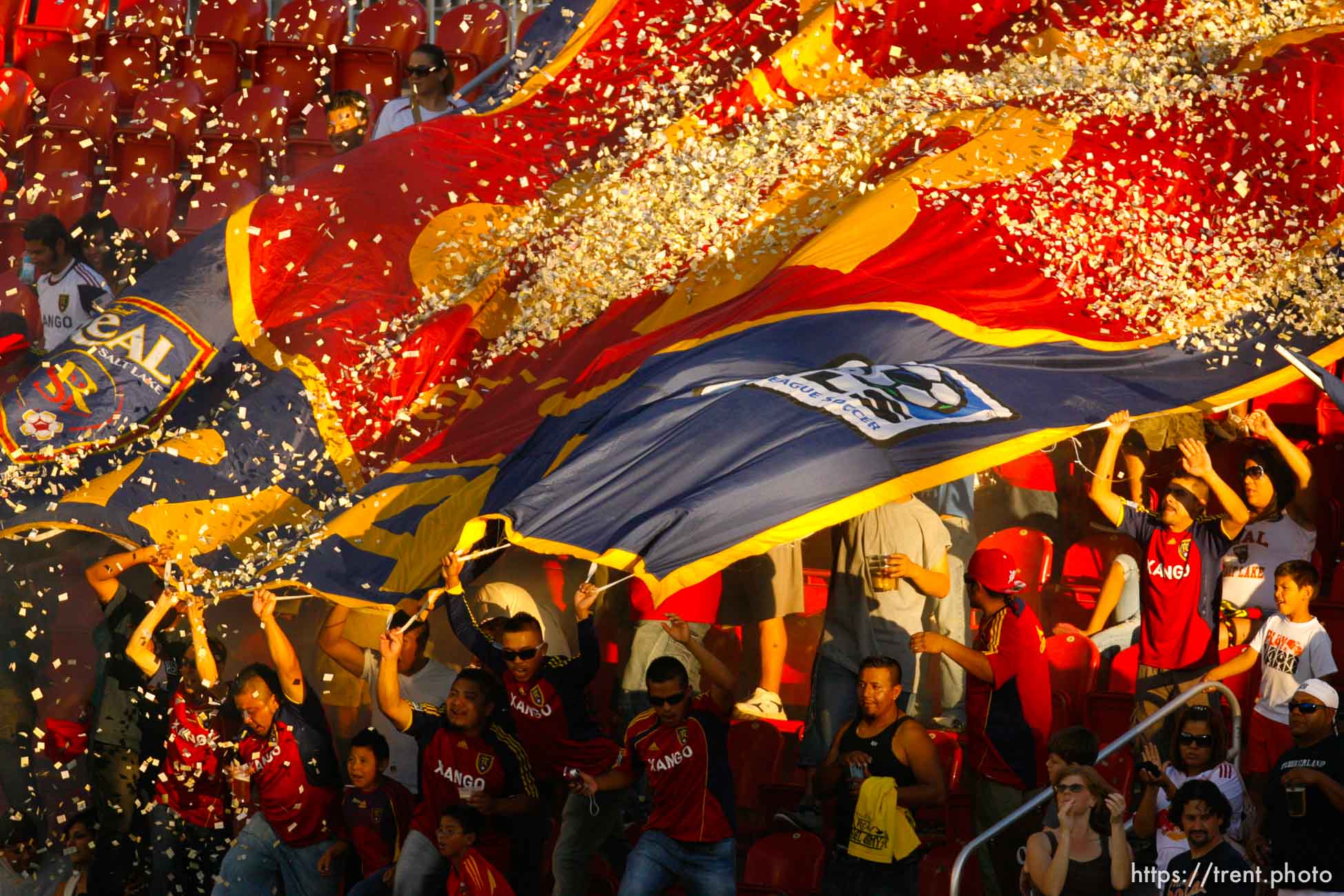 Trent Nelson  |  The Salt Lake Tribune
Real Salt Lake fans celebrate a first half goal by Real Salt Lake's Luis Gil. Real Salt Lake vs. New York Red Bulls at Rio Tinto Stadium in Sandy, Utah. Saturday, August 6, 2011.