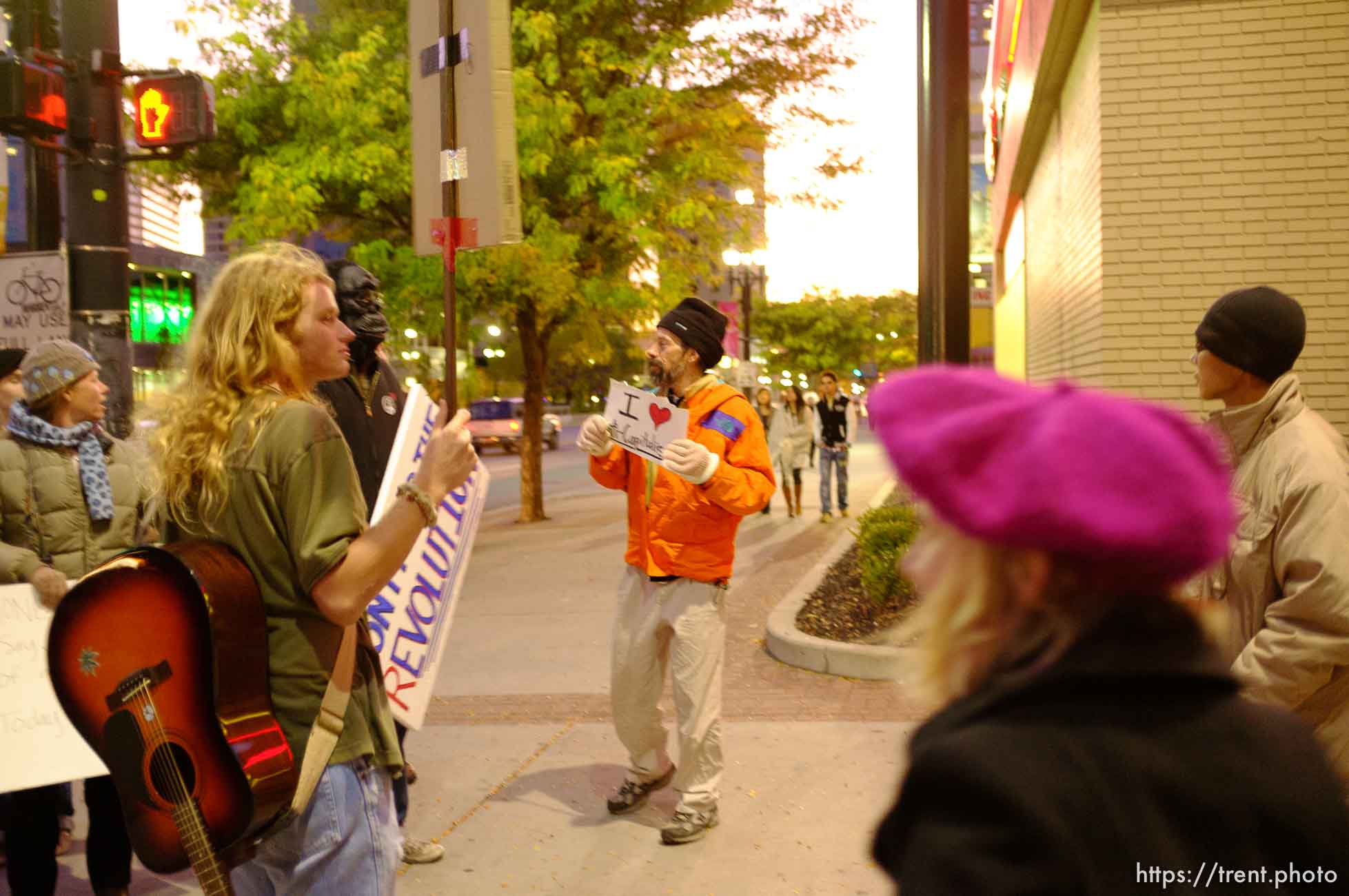 Trent Nelson  |  The Salt Lake Tribune
About two dozen protesters with Occupy Salt Lake marched from Pioneer Park to the Public Safety Building in Salt Lake City, Utah on Wednesday, October 26, 2011. They lit candles to show appreciation for the Salt Lake City police, but to protest the actions of the police in Oakland (California).