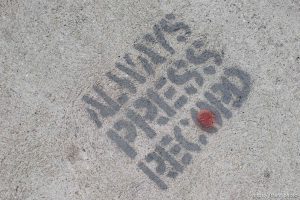 always press record stencil, melrose ave. in Los Angeles, California on Saturday, July 7, 2012.