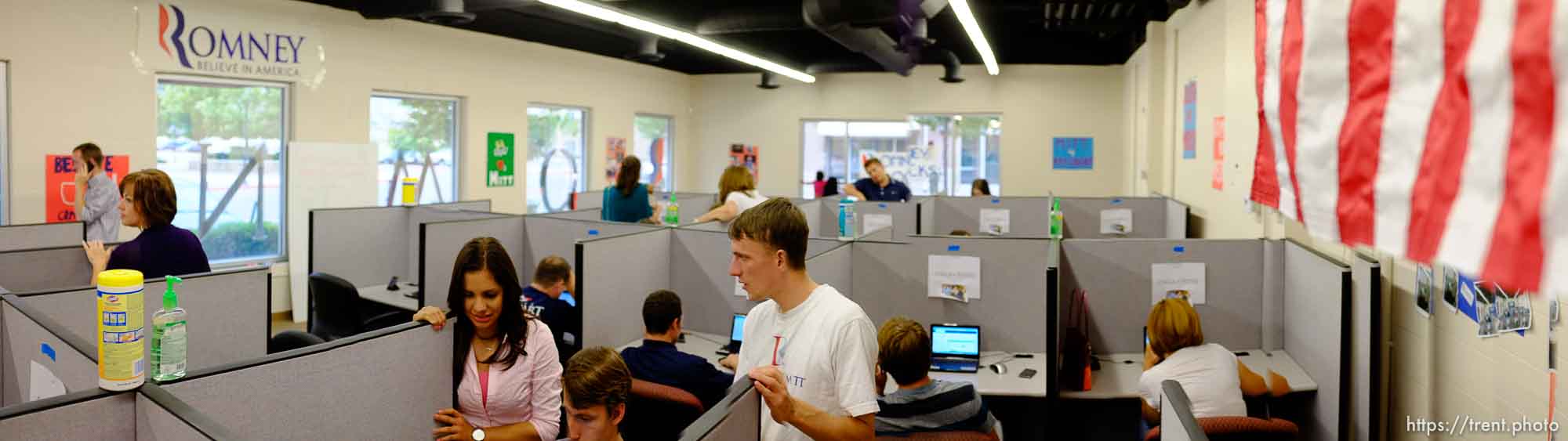 Trent Nelson  |  The Salt Lake Tribune
Volunteers make calls on behalf of Presidential candidate Mitt Romney at a call center in Orem, Utah on Thursday, July 19, 2012.