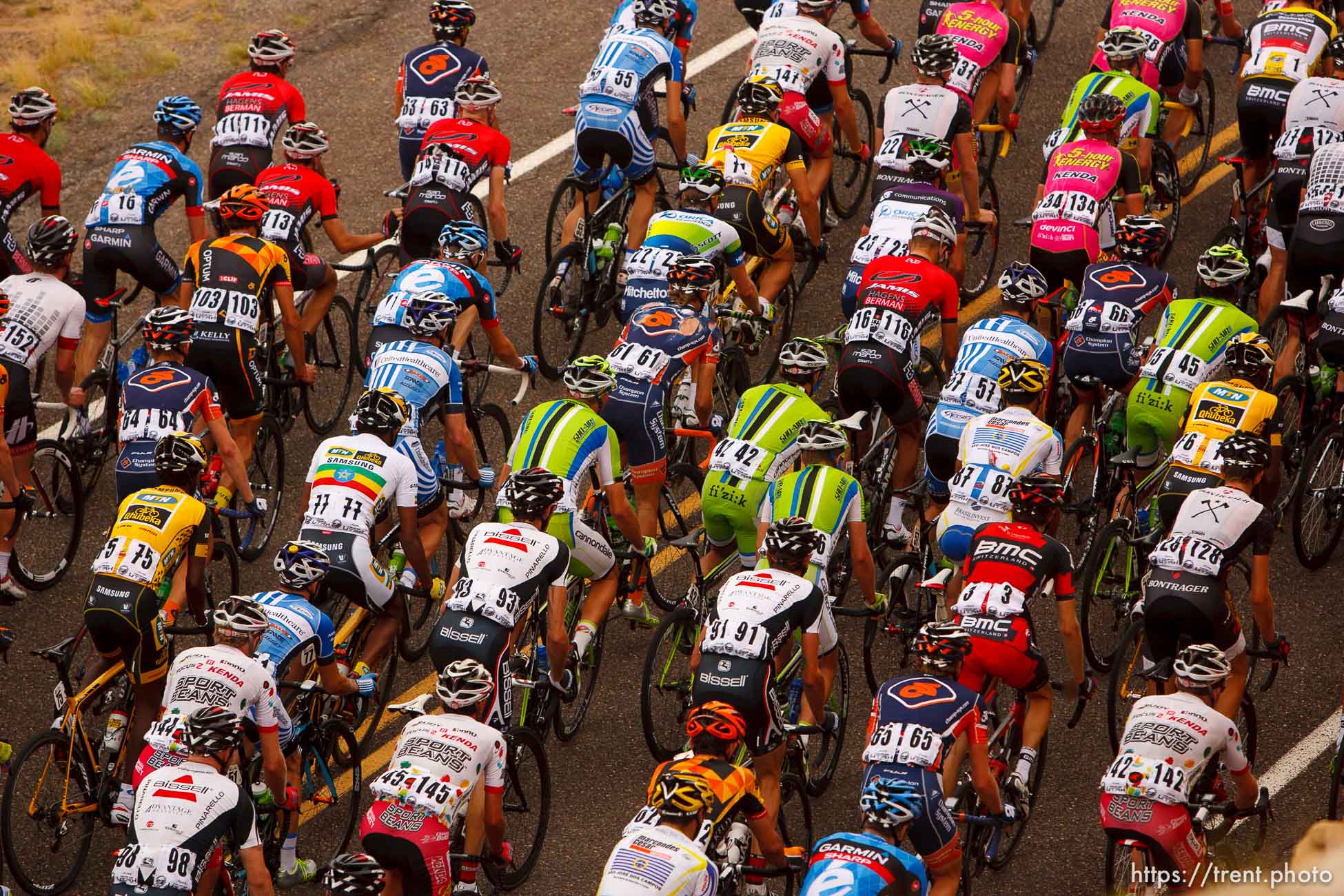 Trent Nelson  |  The Salt Lake Tribune
The peloton between Escalante and Boulder, during stage two of the Tour of Utah Wednesday August 7, 2013.