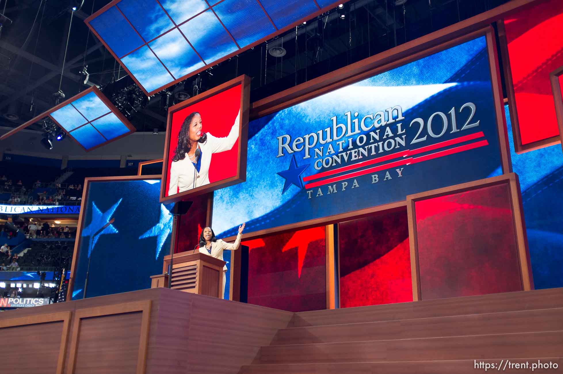 Trent Nelson  |  The Salt Lake Tribune
Mia Love speaks on the first day of the Republican National Convention in Tampa, Florida, Tuesday, August 28, 2012.