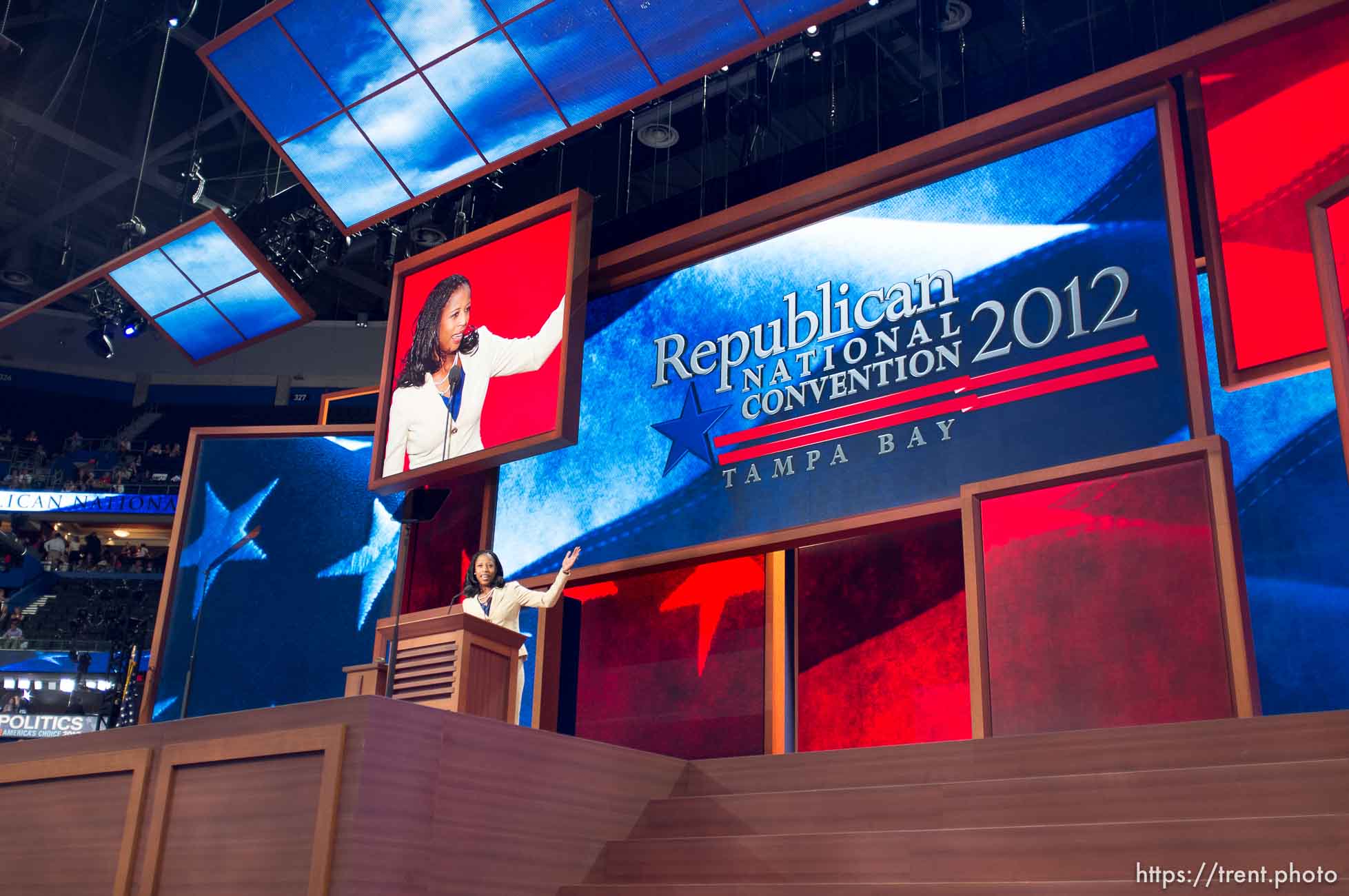 Trent Nelson  |  The Salt Lake Tribune
Mia Love speaks on the first day of the Republican National Convention in Tampa, Florida, Tuesday, August 28, 2012.